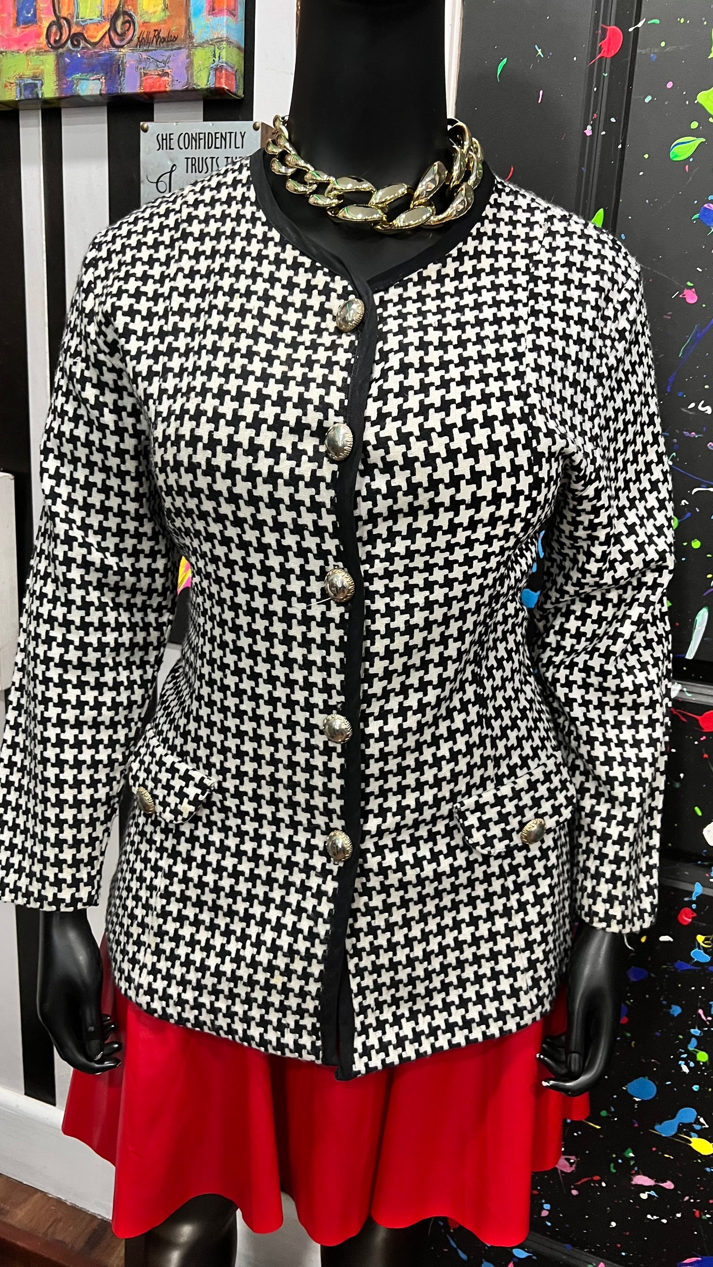 Vintage Rayon Black & White Blazer (14)