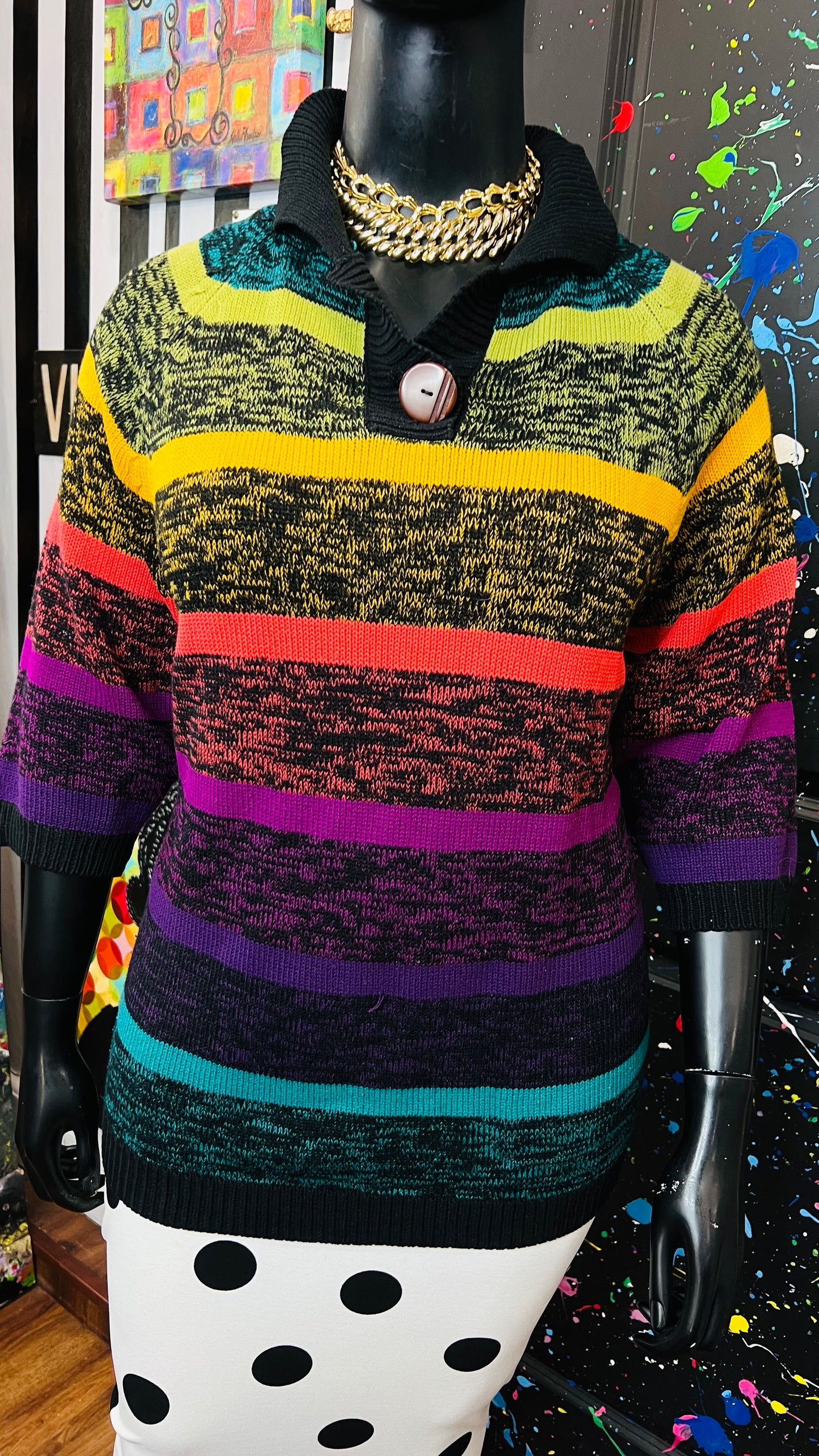 Vintage Rainbow Knit Sweater (OS)