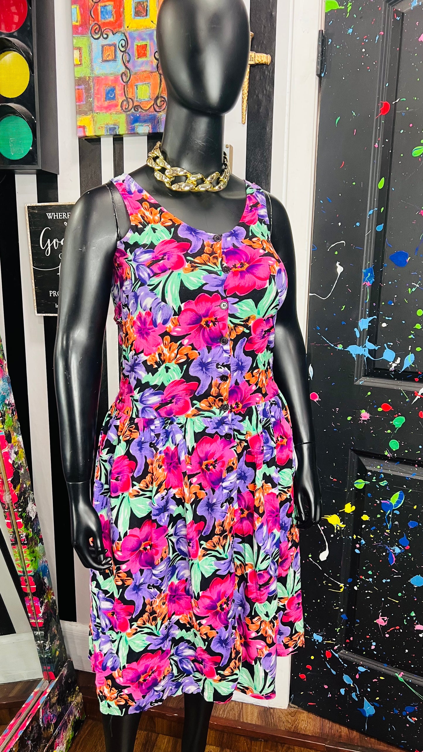Vintage Floral Rayon Dress (11/12)