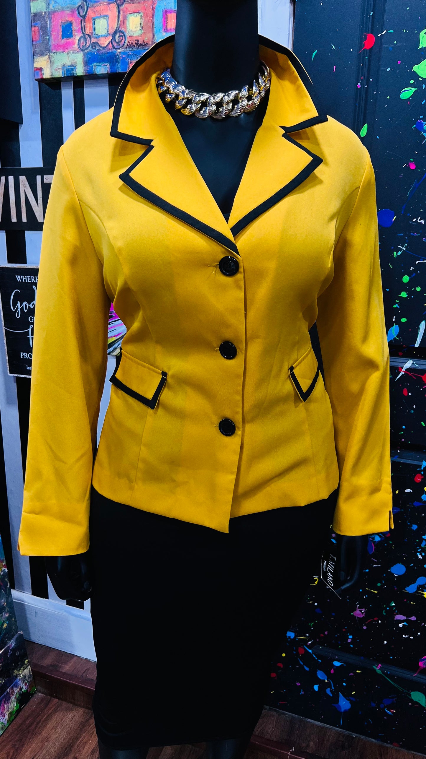 Vintage Yellow & Black Blazer (22W)
