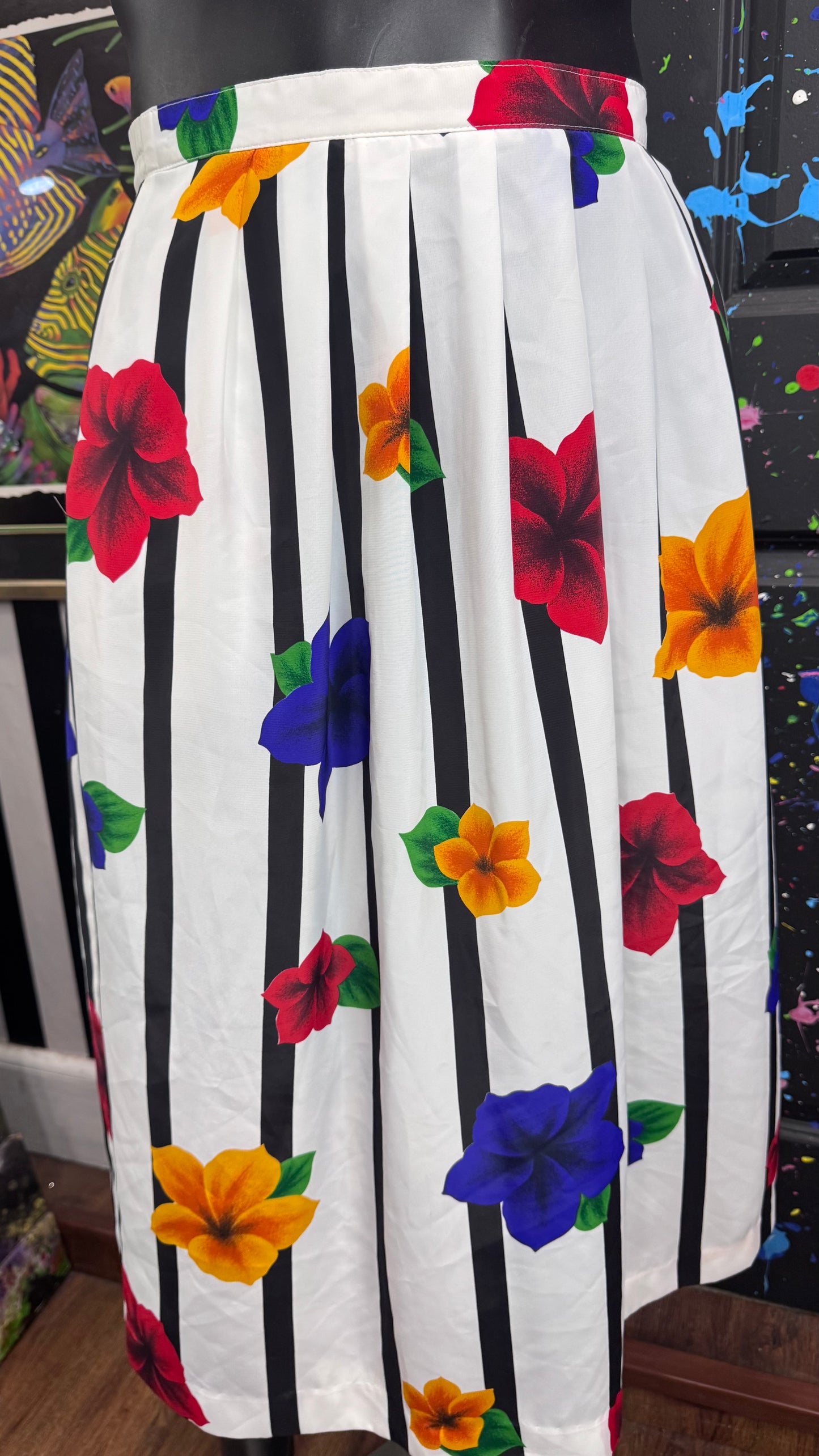 Vintage Striped & Floral Skirt (18) *KC
