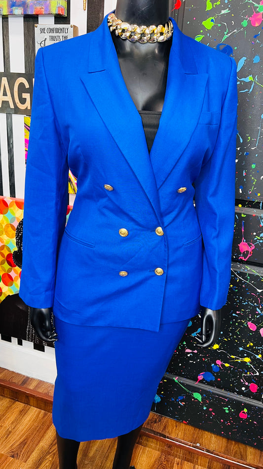 Vintage Cobalt Blue Skirt Suit (16)