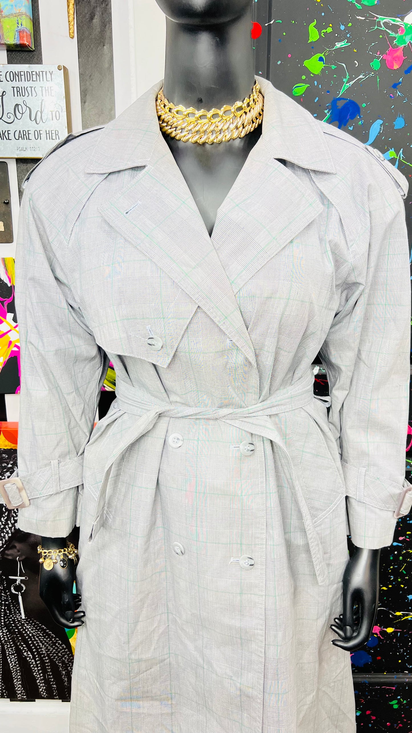 Vintage Pin Striped Trench Coat (12/14)