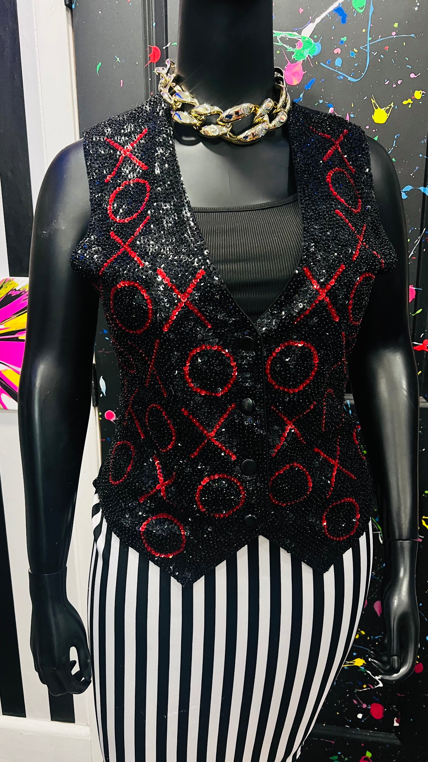 Vintage Sequin X & O Vest (12/14)