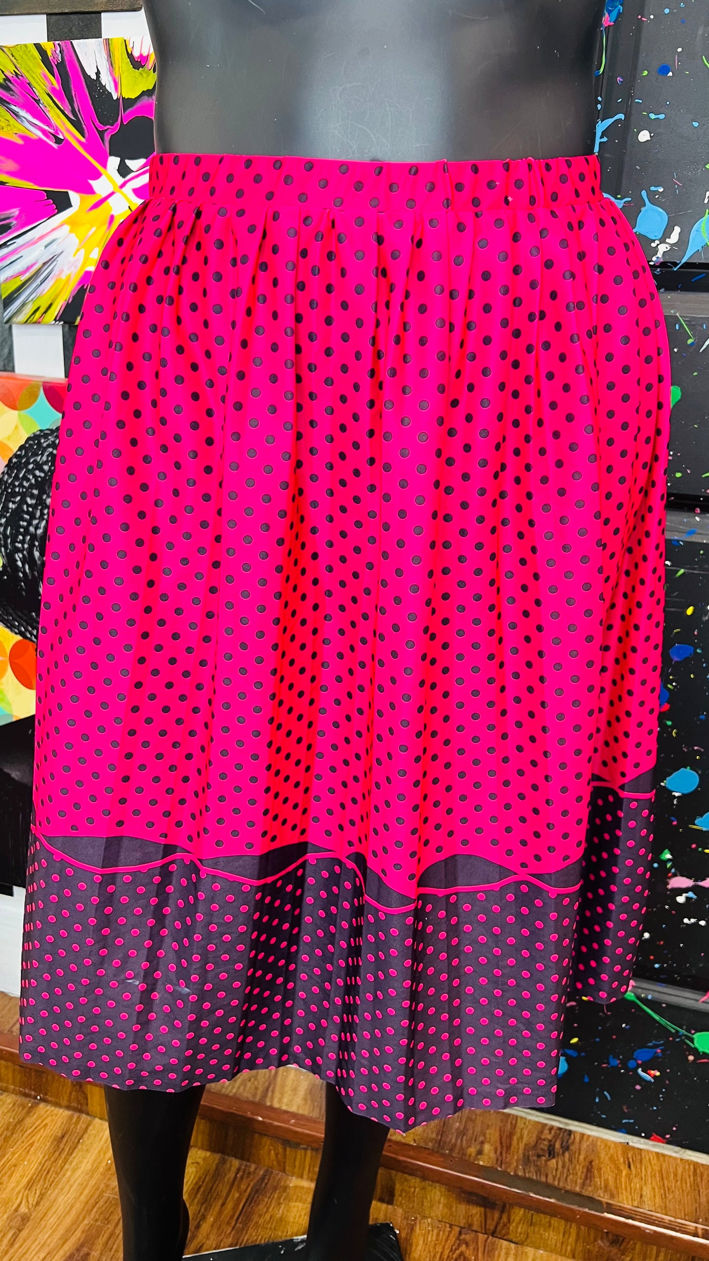 Vintage Pink & Black Polka Dot Skirt (16)