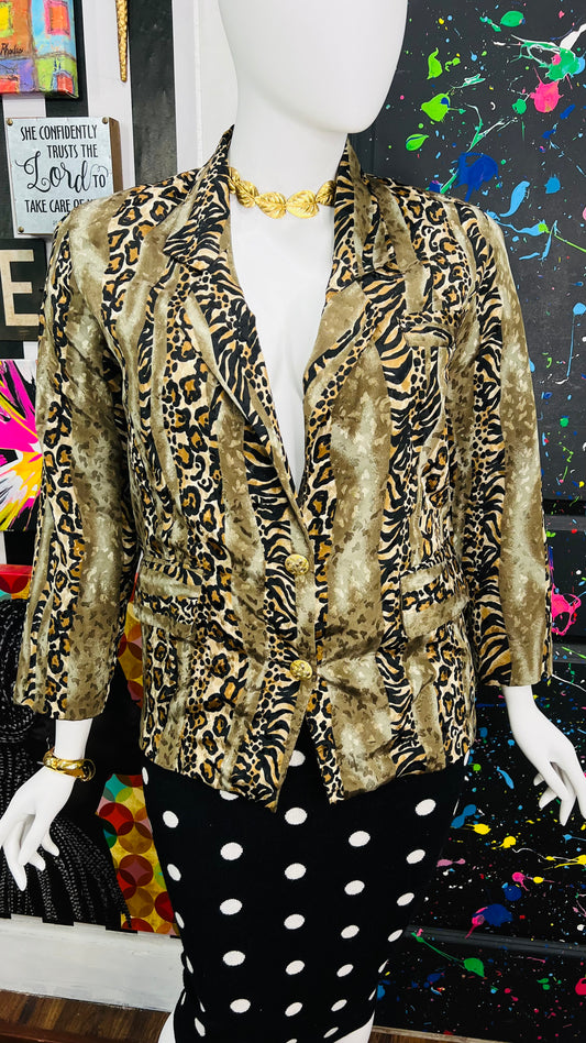 Vintage Green & Animal Print Blazer (14)