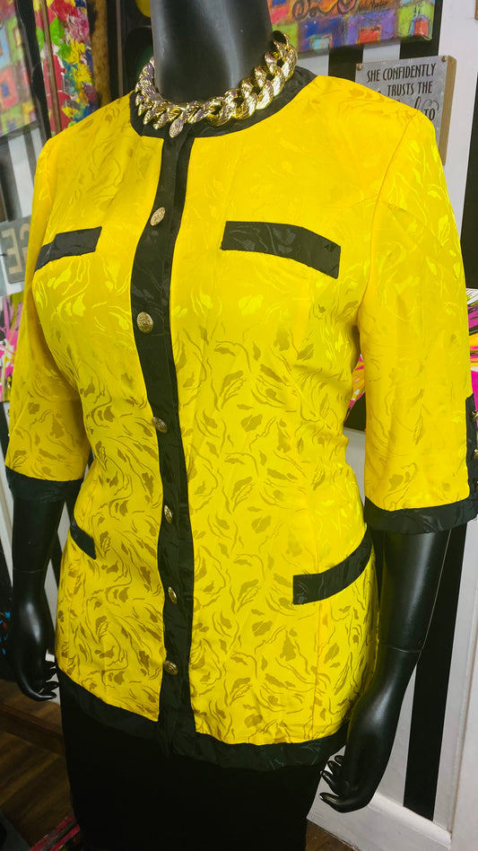 Vintage Yellow & Black Blouse (16)
