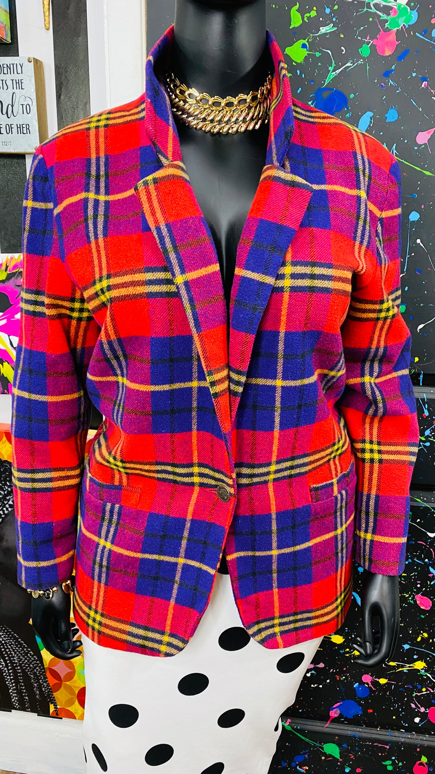 Vintage Plaid Wool (lined) Blazer (16)