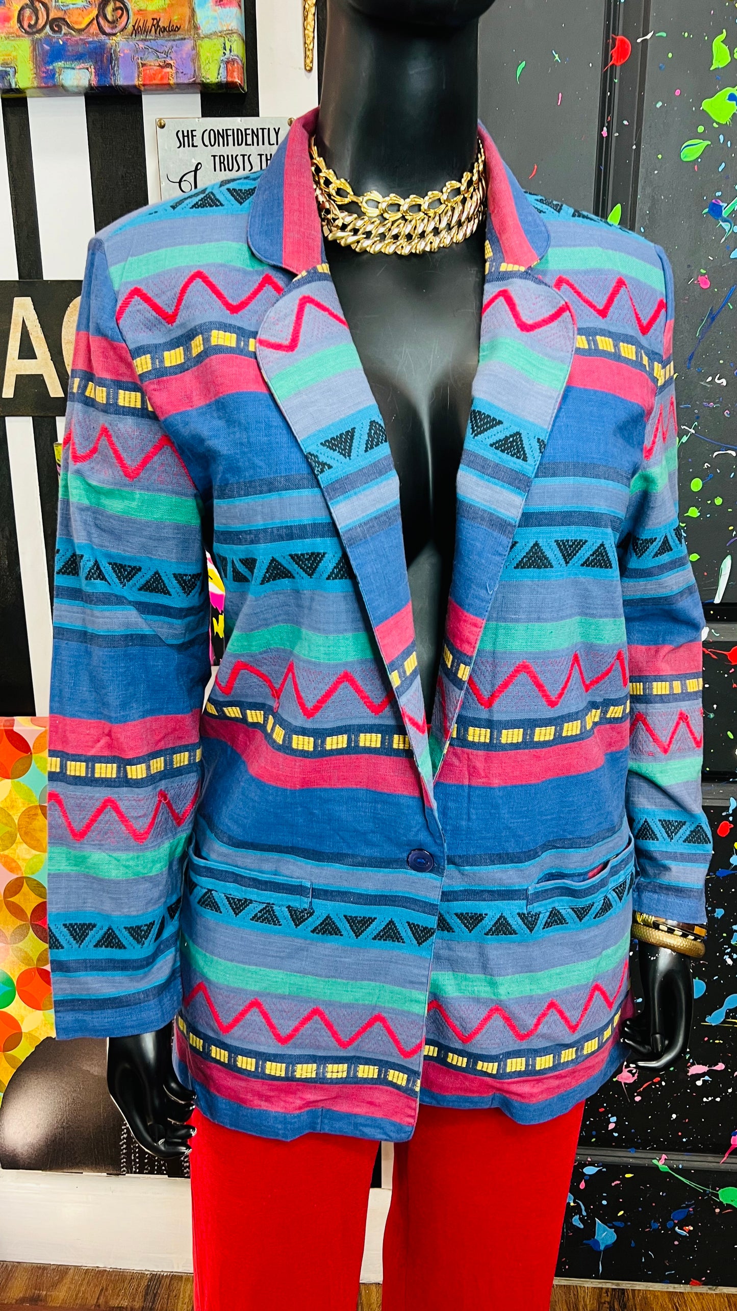 Vintage Tribal Print Blazer (18)