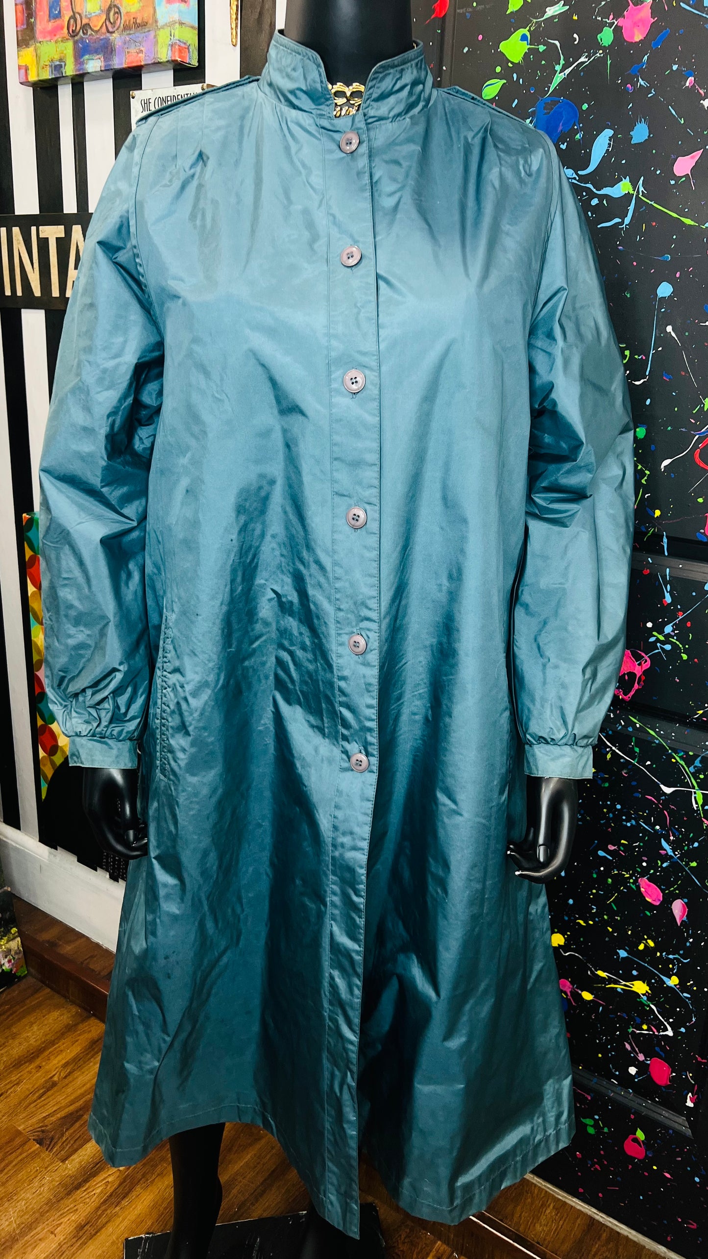 Vintage Teal Raincoat (18)