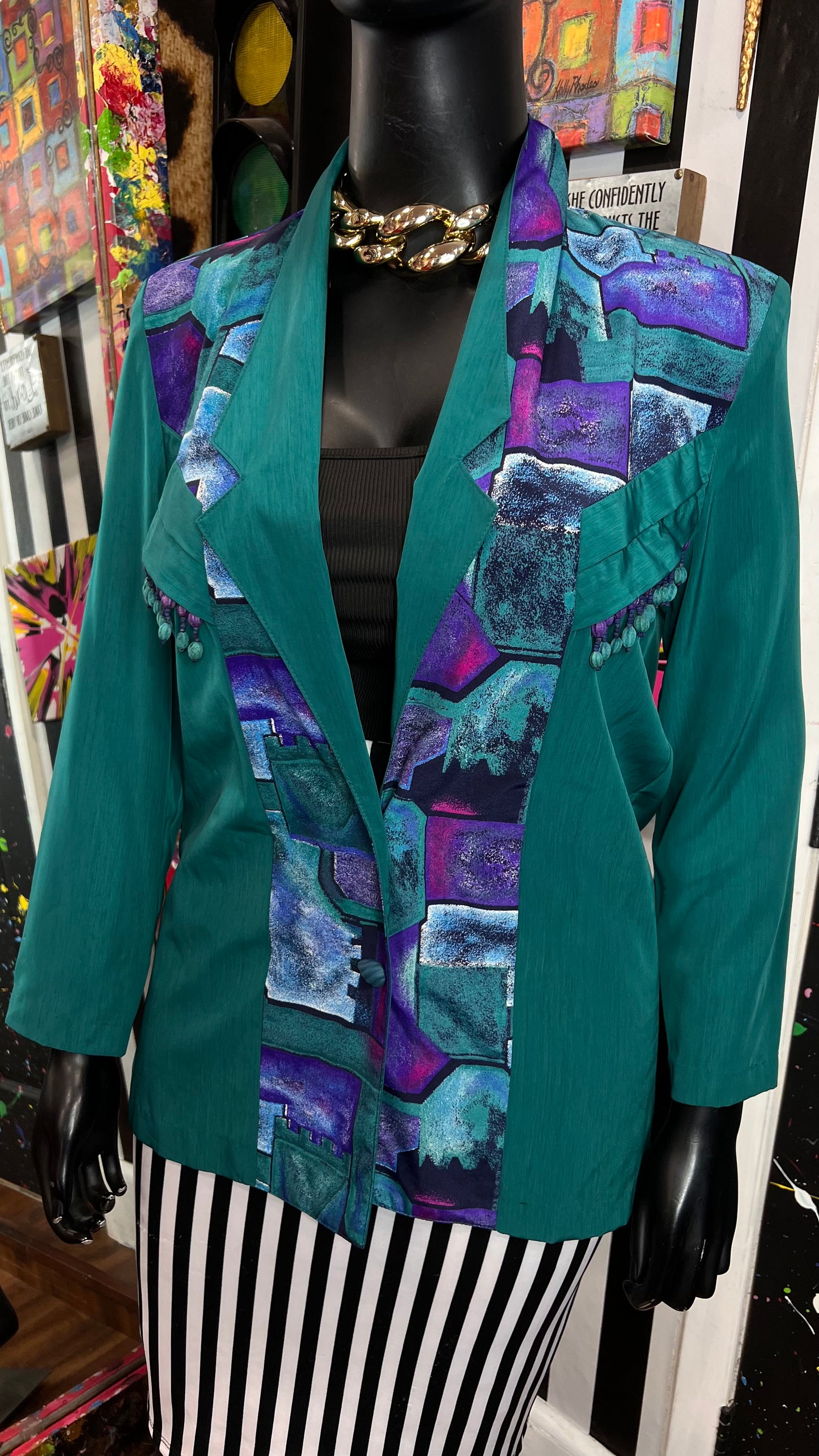 Vintage Teal City Girl Blazer (12/14)