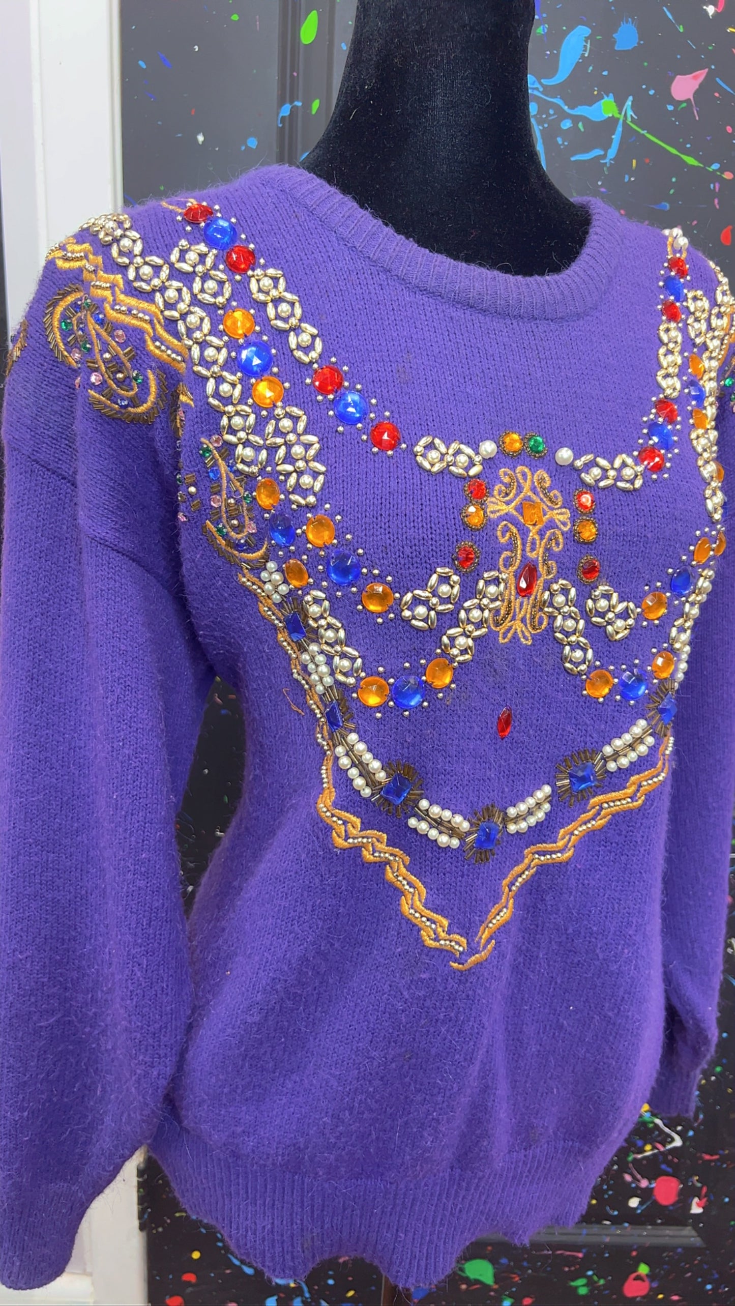 Vintage Jeweled Purple Sweater (14)