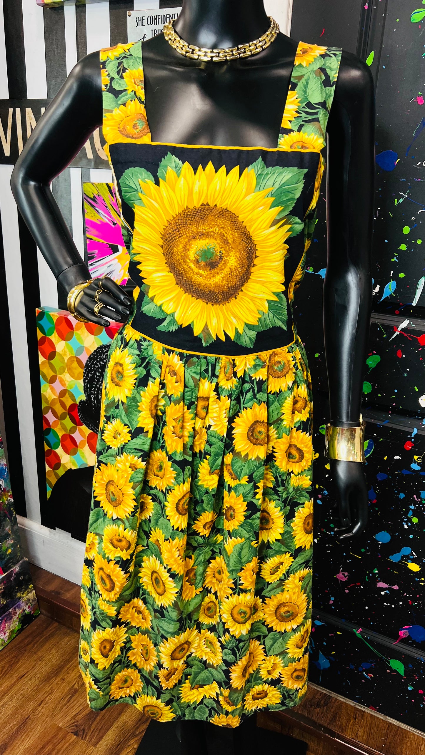 Vintage Cotton Handmade Sunflower Dress (12)