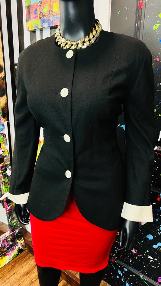 Vintage Black & White Colorblock Blazer (16)