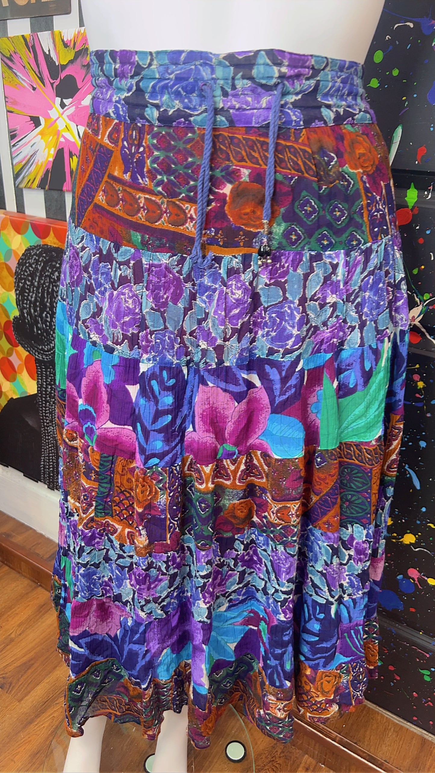 Vintage Rayon Drawstring Skirt (OS)