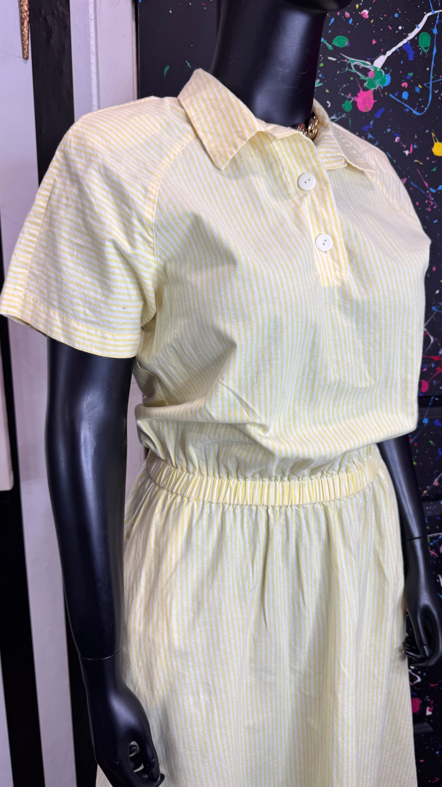 Vintage Yellow & White Striped Dress (14)