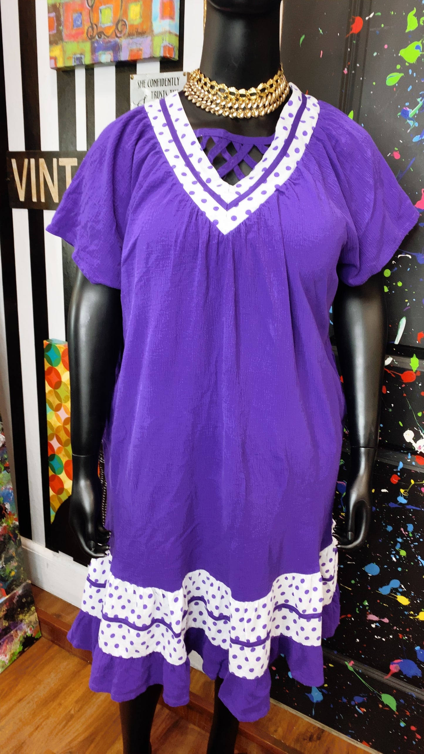 Vintage Purple & White Spring Dress (20)