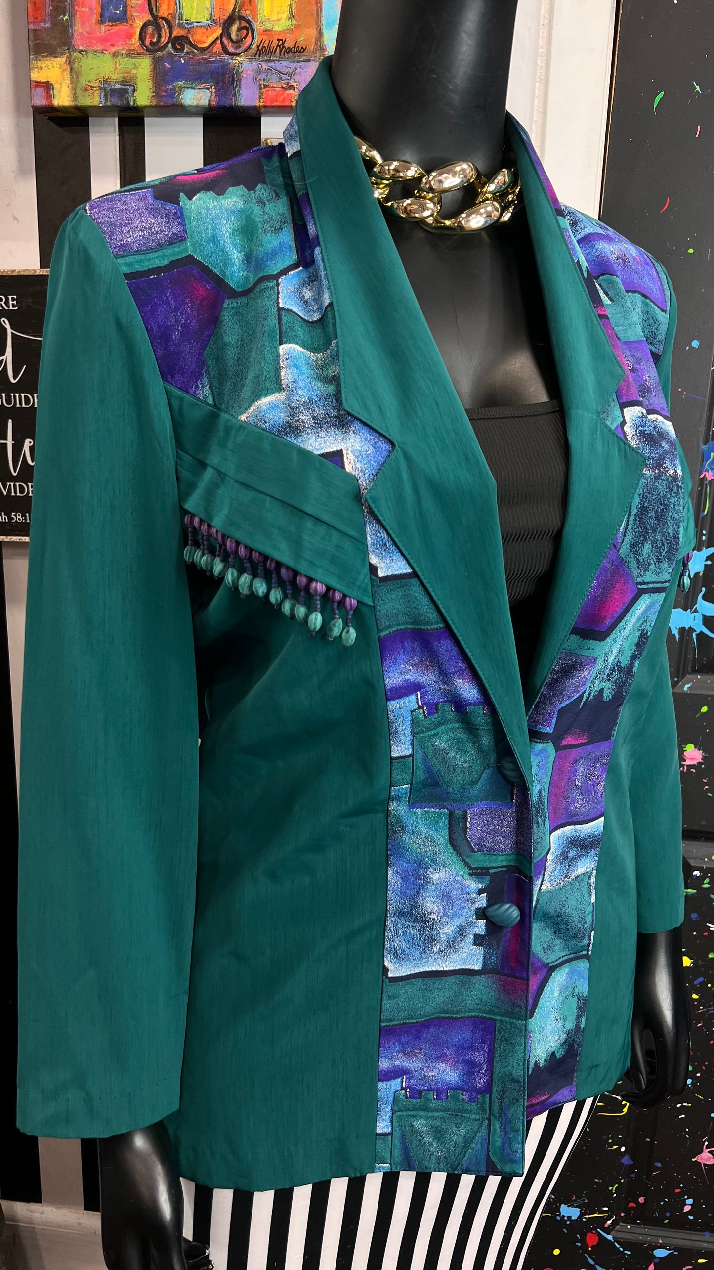 Vintage Teal City Girl Blazer (12/14)