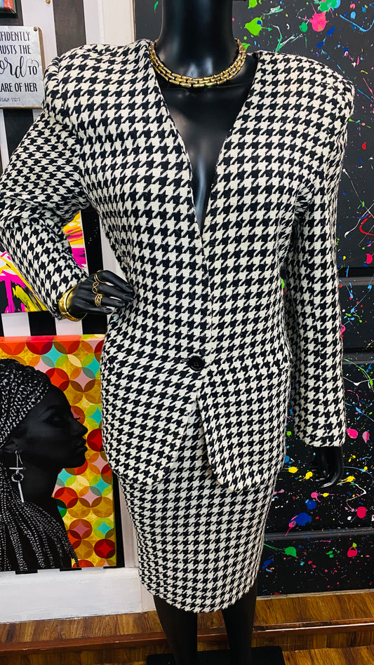 Vintage Houndstooth Skirt Set (14)