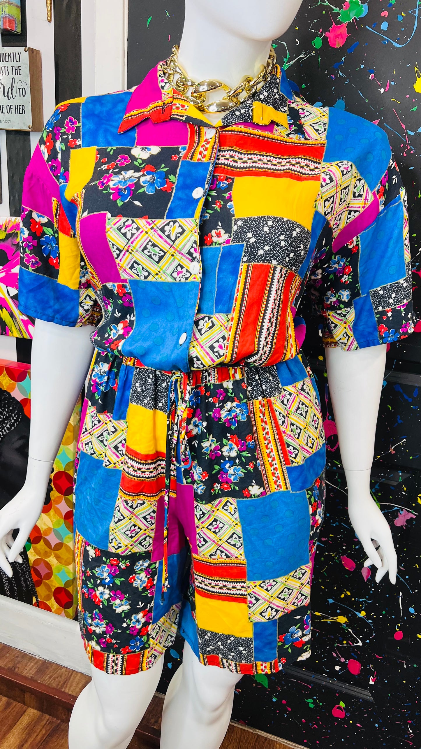 Vintage Patchwork Rayon Romper (16/18)