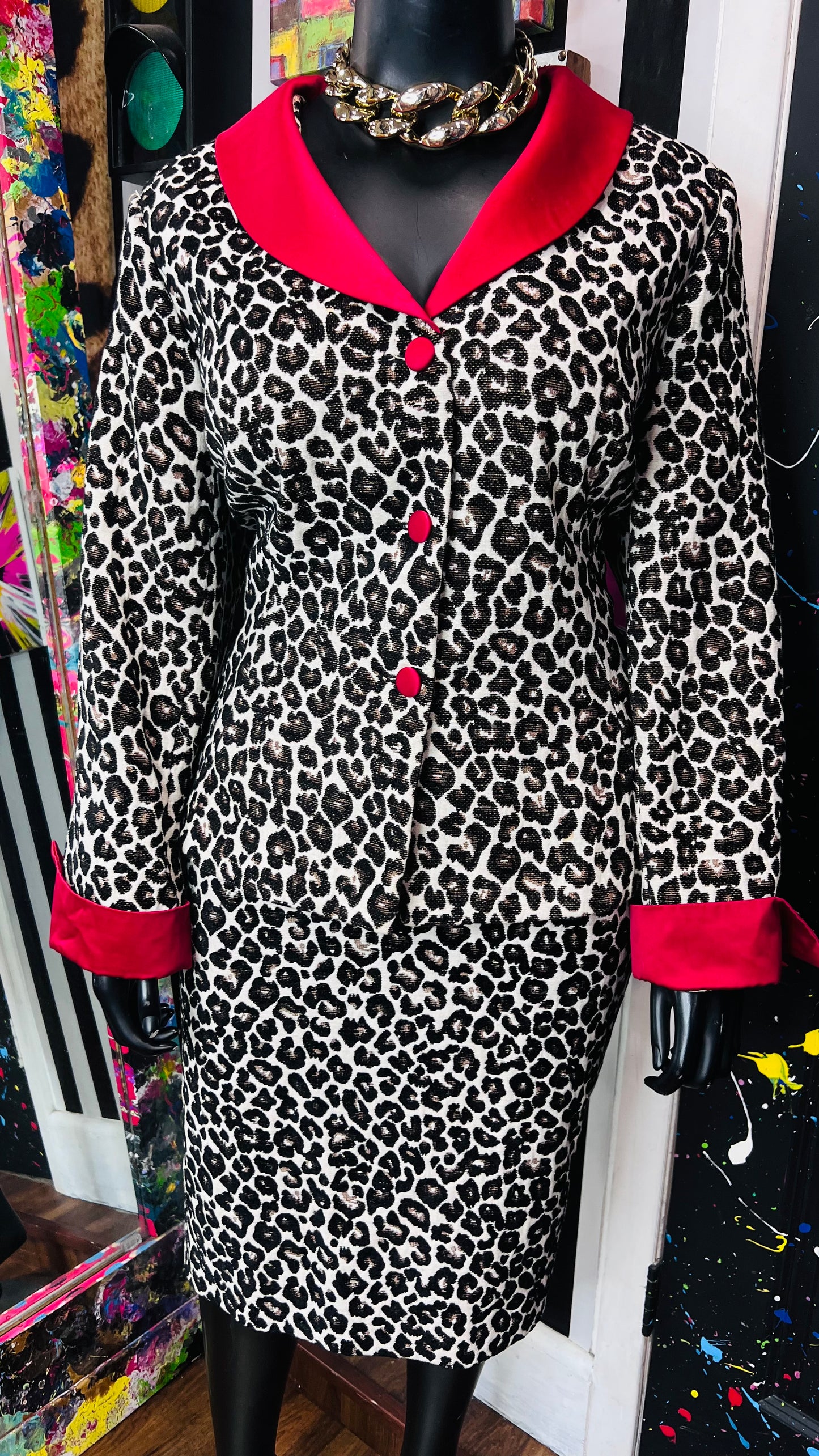 Vintage Cheetah Print Skirt Suit (22W)