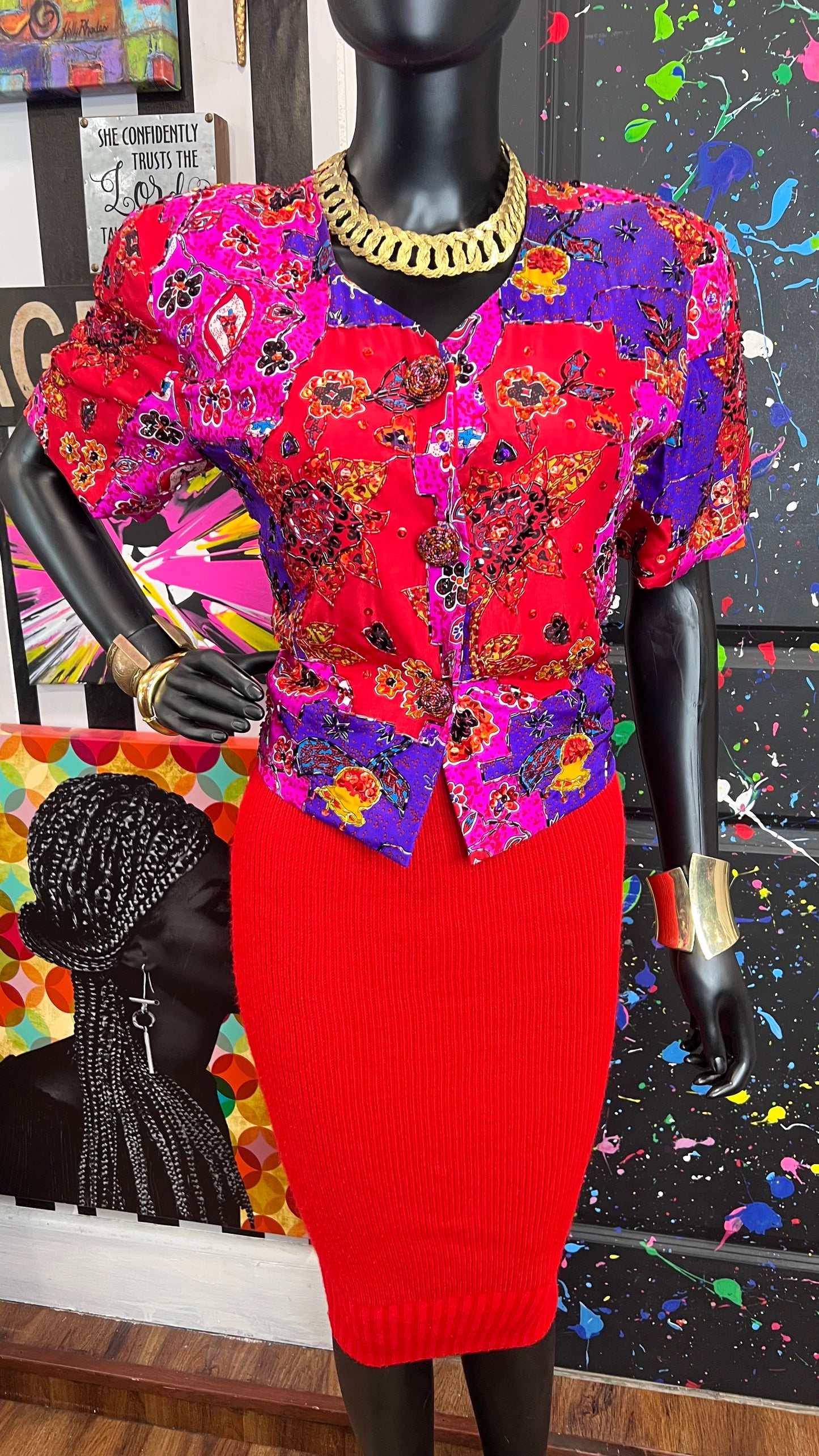 Vintage 100% Silk Sequin Blouse (12)