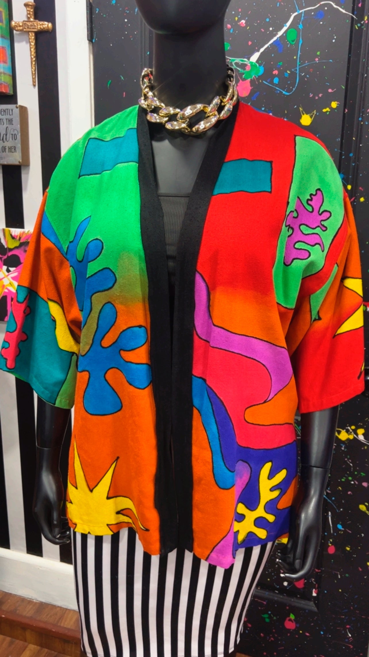 Vintage Vibrant Hand Painted Duster (22/24) *KC