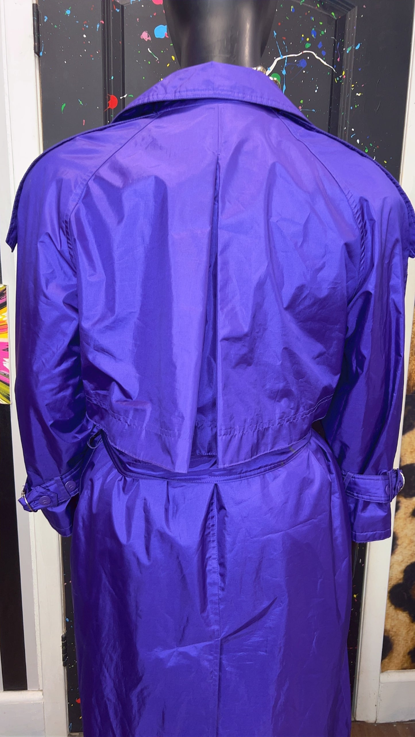 Vintage Purple Trench Rain Coat w/ Belt (14) *KC