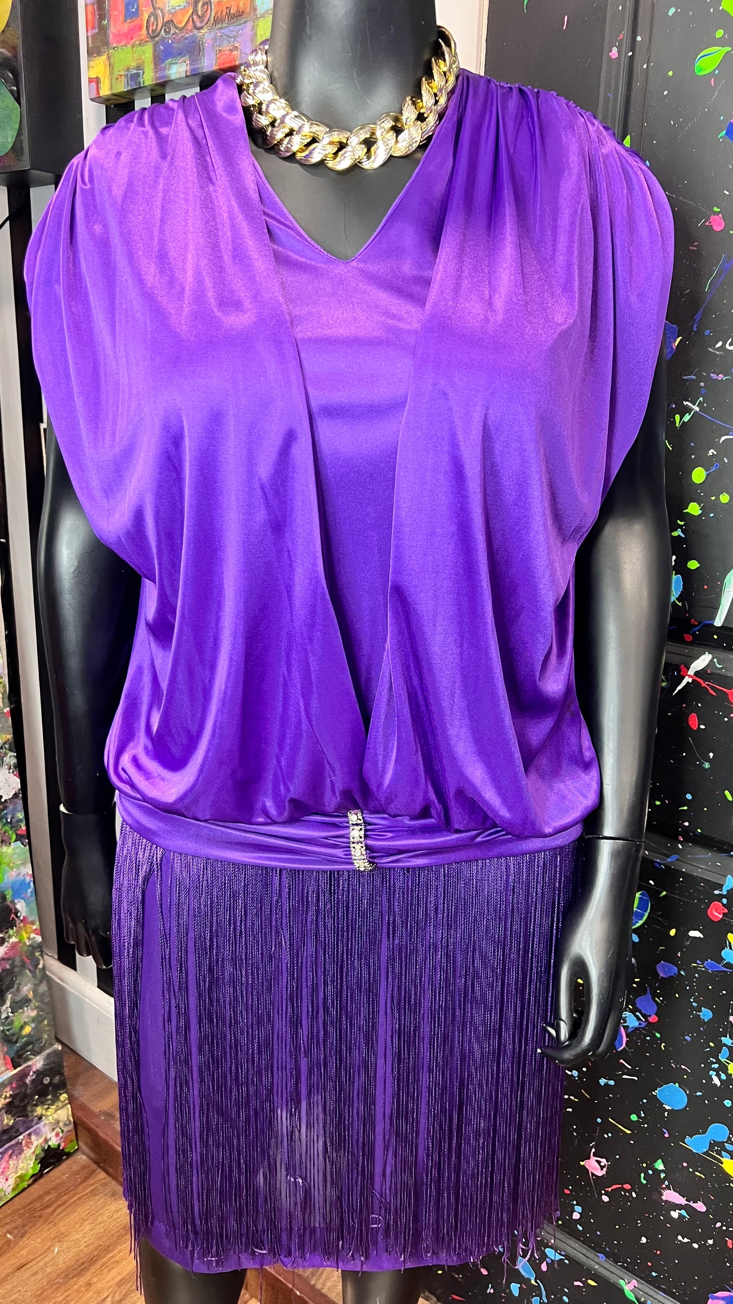 Vintage Purple Fringe Dress (16)