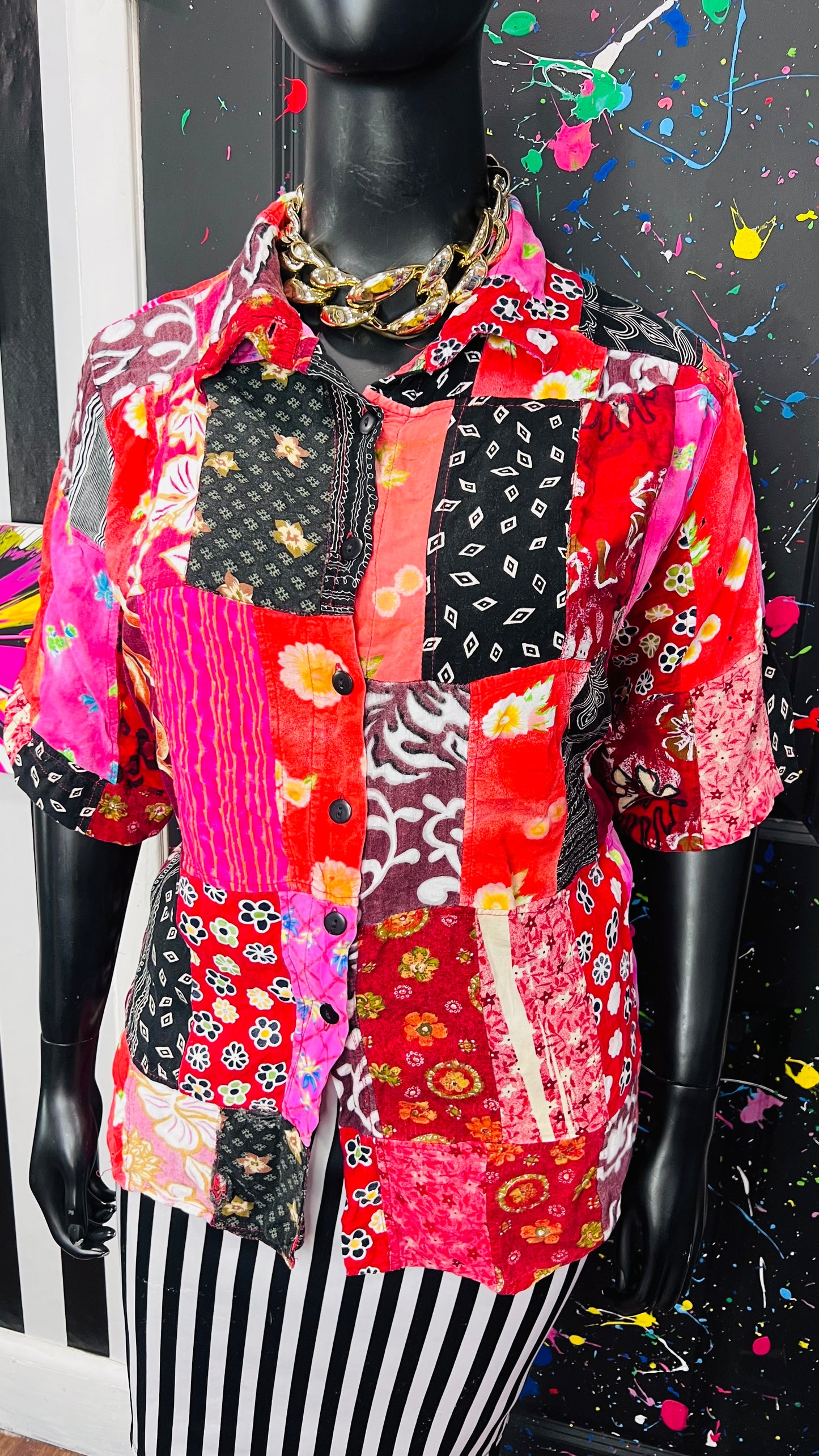 Vintage Rayon Patchwork Blouse (24/26)