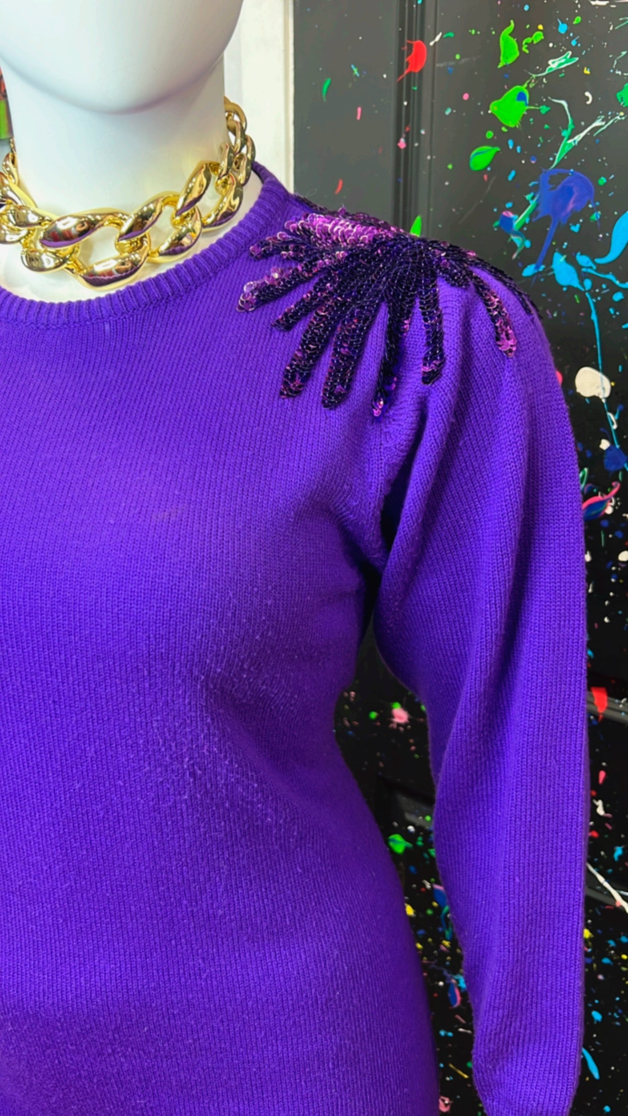 Vintage Purple Sequin Knit Dress  (14/16)