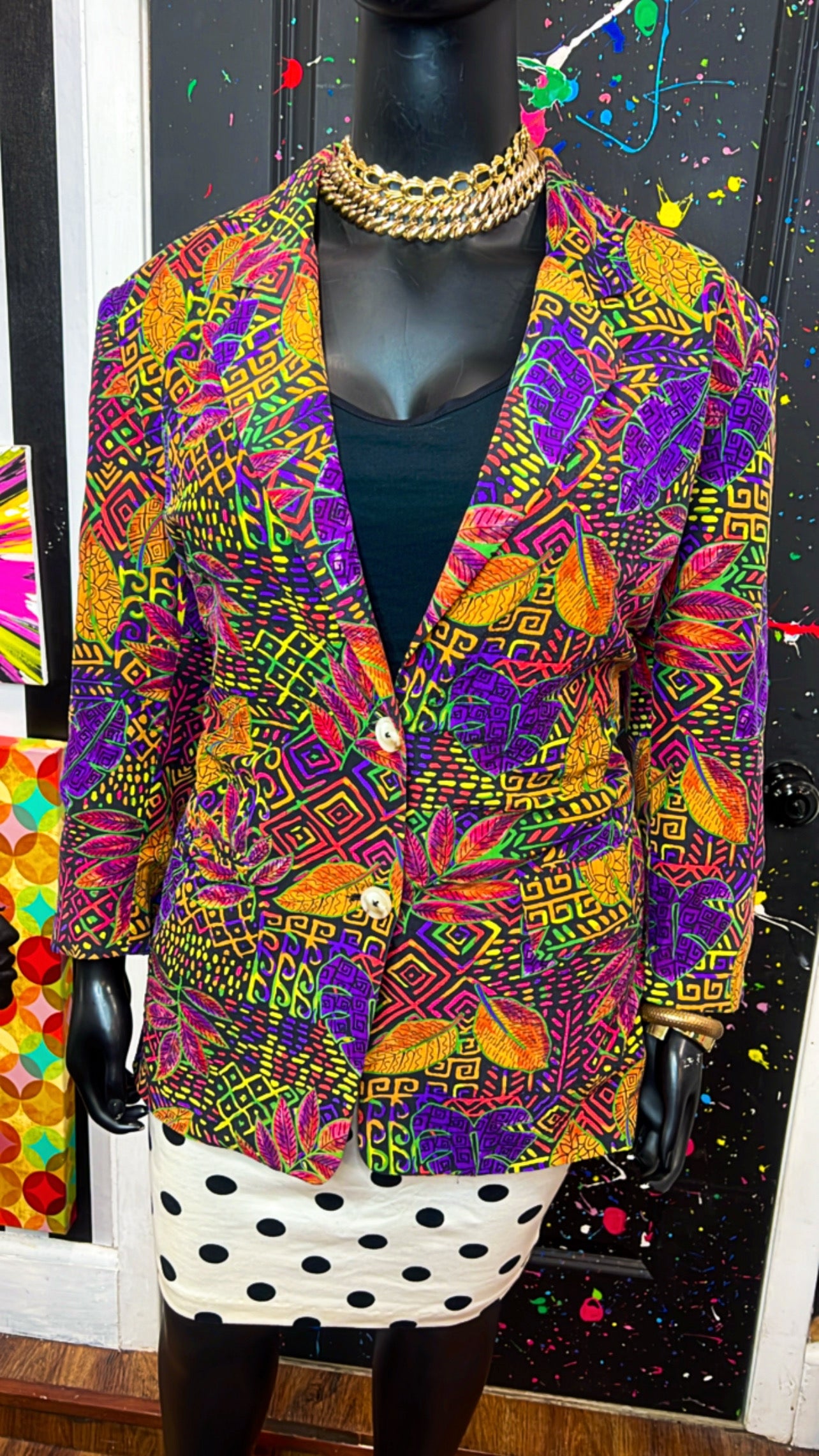 Vintage 100% Silk Abstract 90’s Blazer (20)