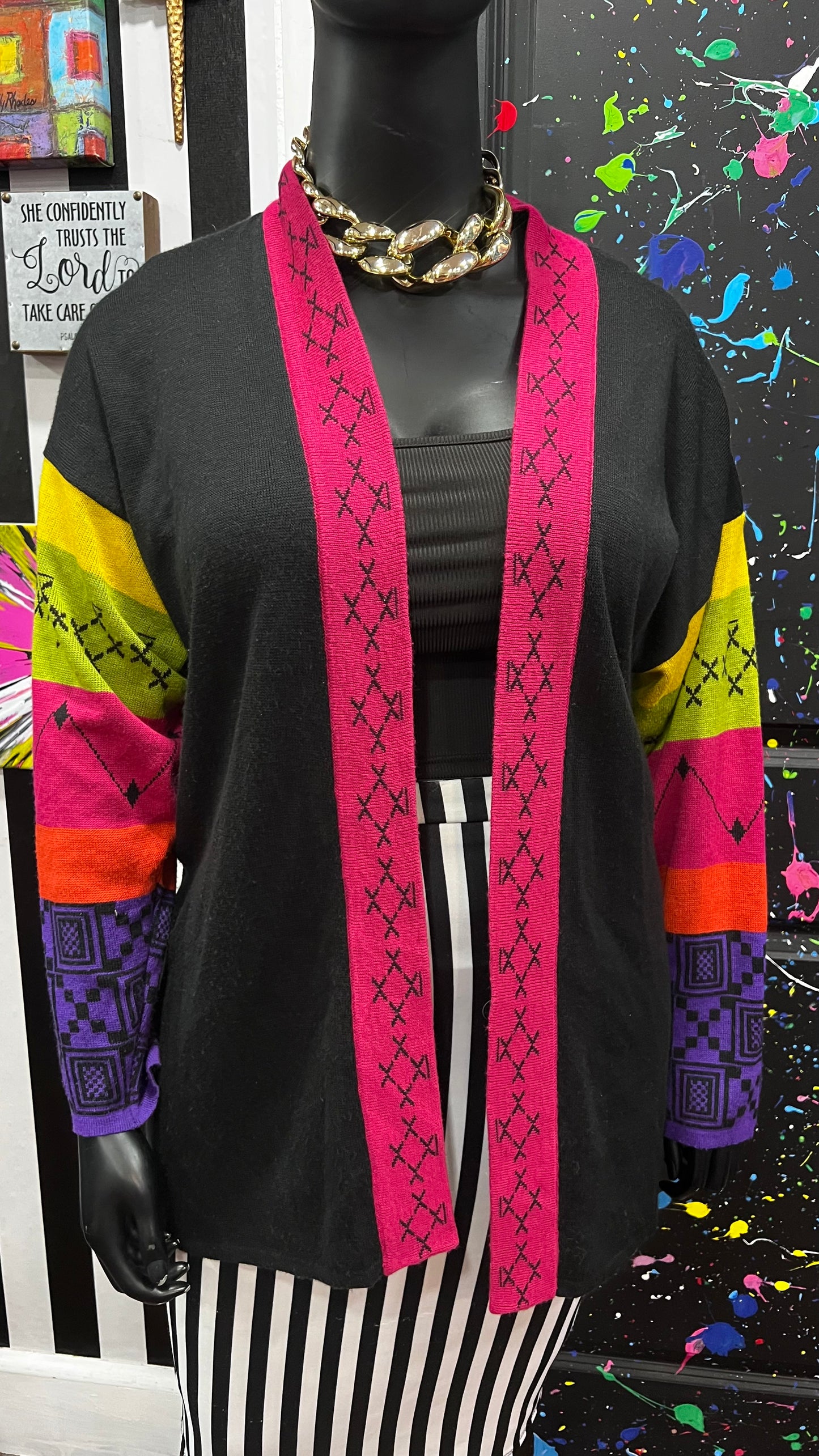 Vintage Leslie Faye Knit Open Duster (22)