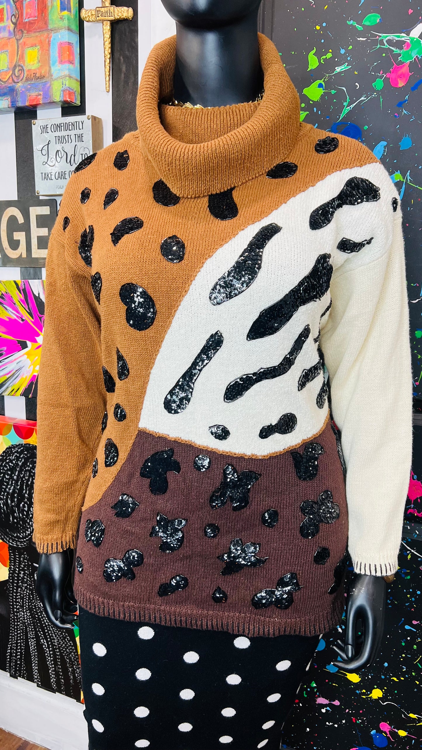 Vintage Sequin Animal Print Sweater (20)