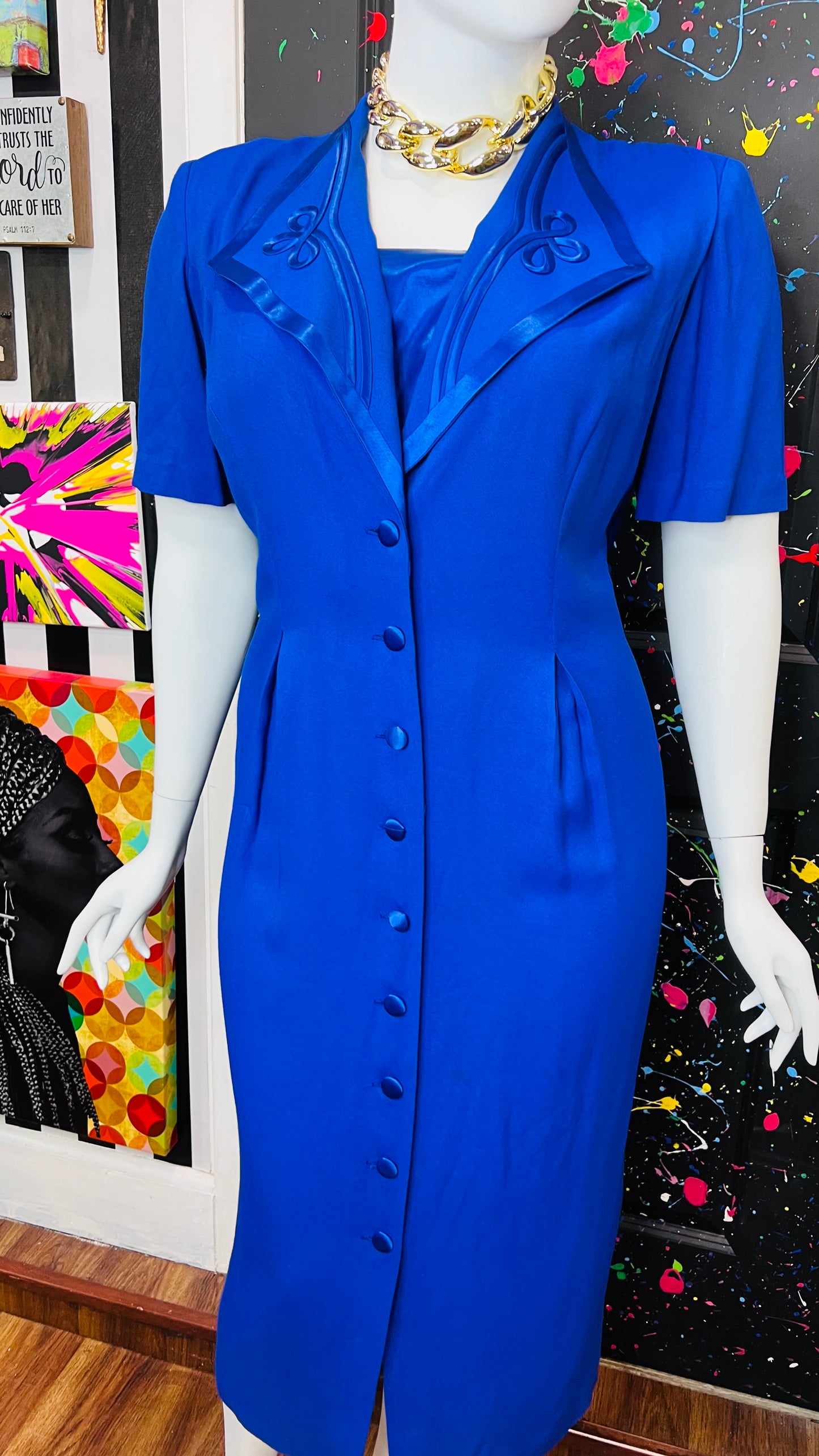 Vintage ‘Blues’ Statement Dress (20W)