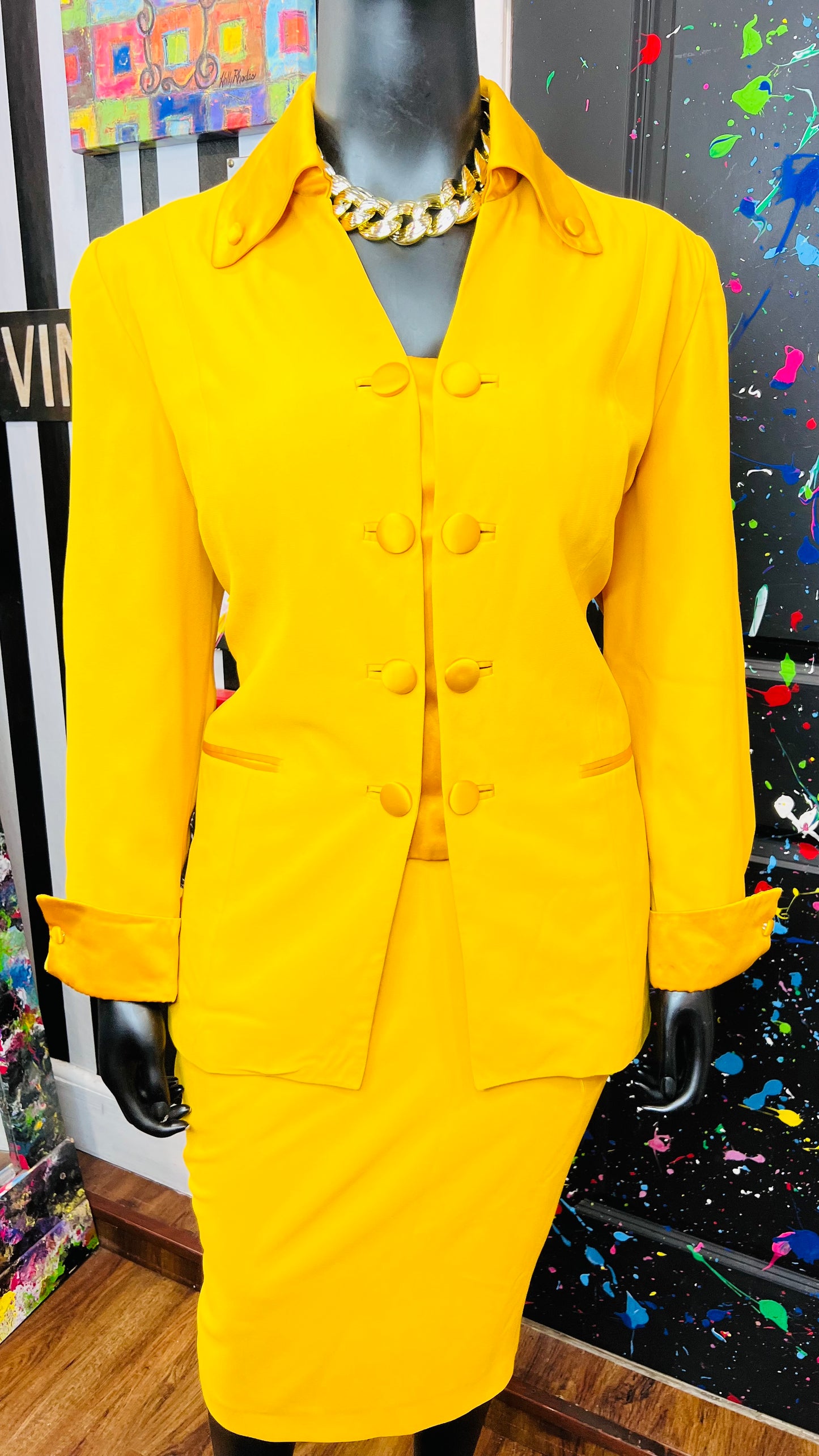 Vintage Gold Skirt Suit (18W)