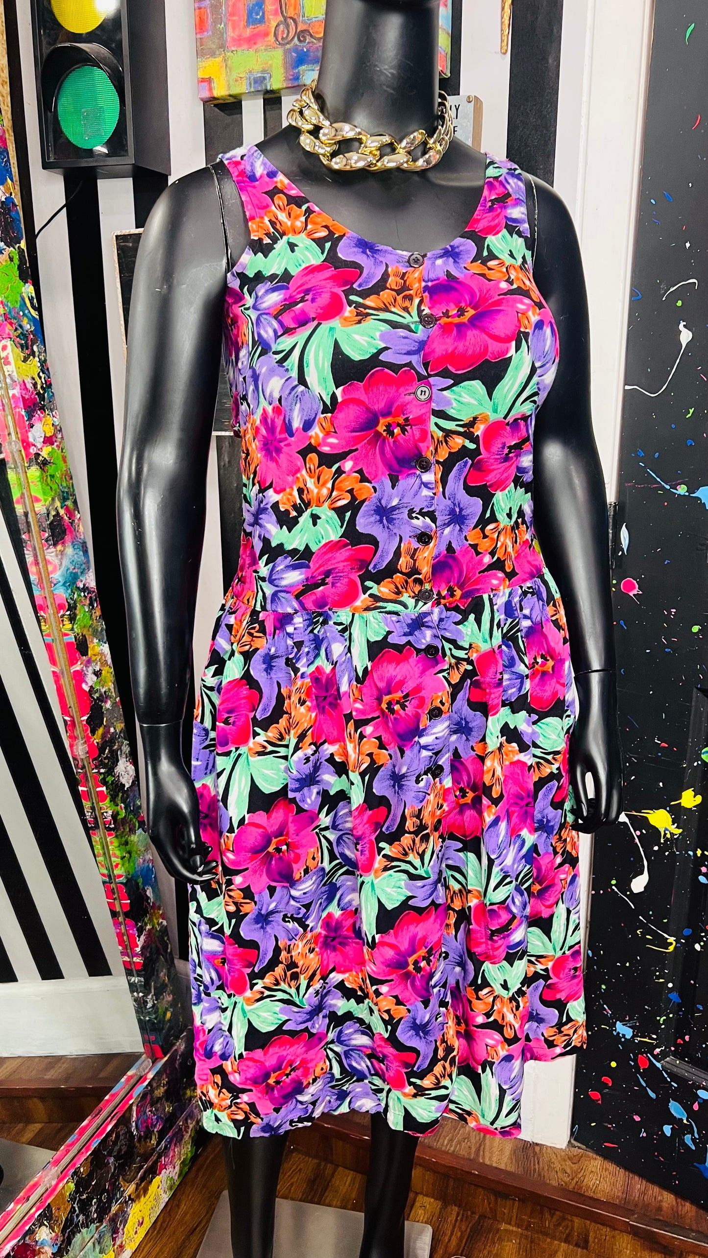 Vintage Floral Rayon Dress (11/12)