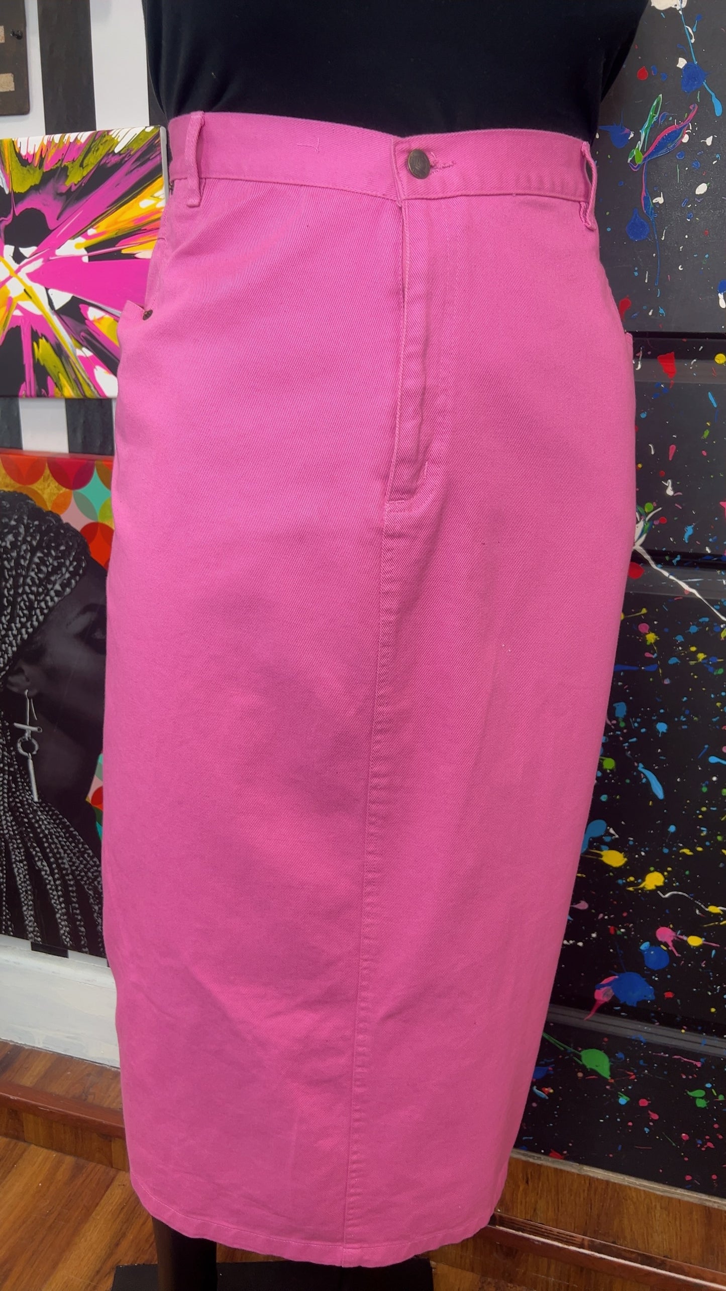 Vintage Pink Denim Skirt (24)