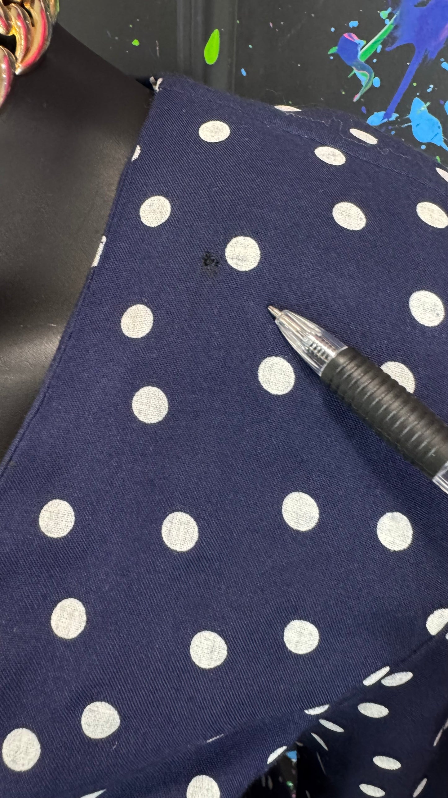 Vintage Navy & White Polka Dot Pleated Romper (18)