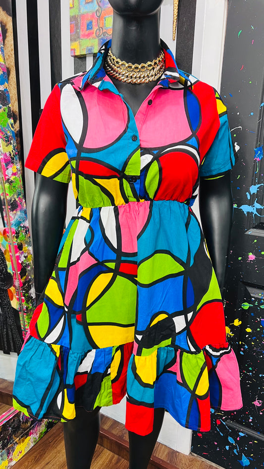 100% Cotton African Abstract Print Dress (14)