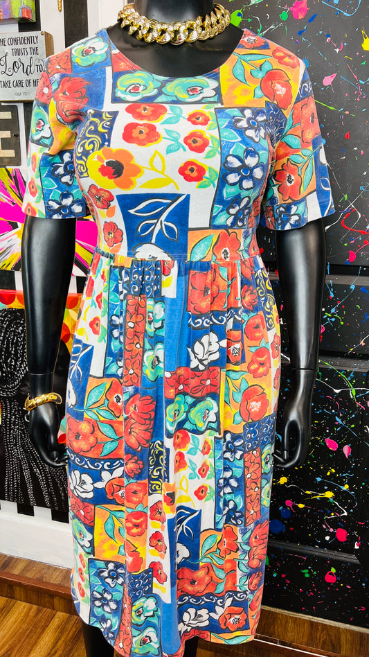 Vintage Distressed Floral Cotton Dress (22)