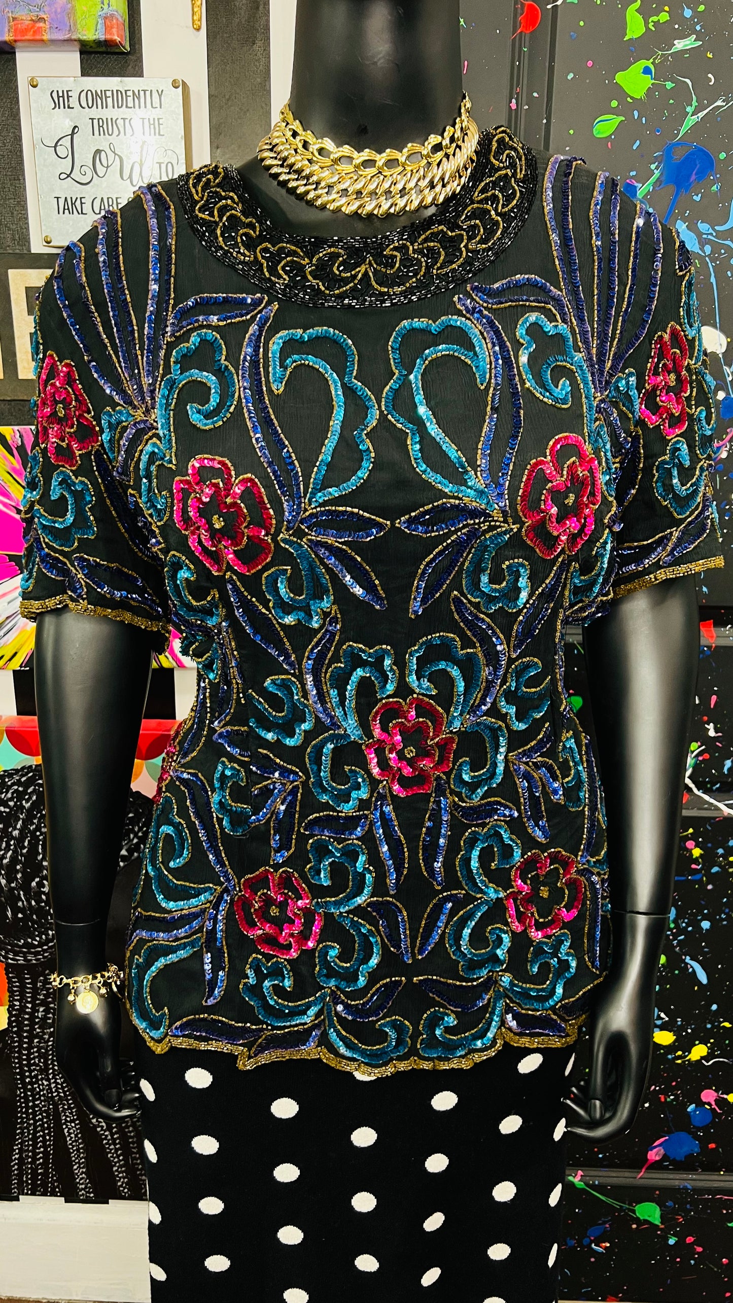 Vintage Silk Sequin Blouse (20)