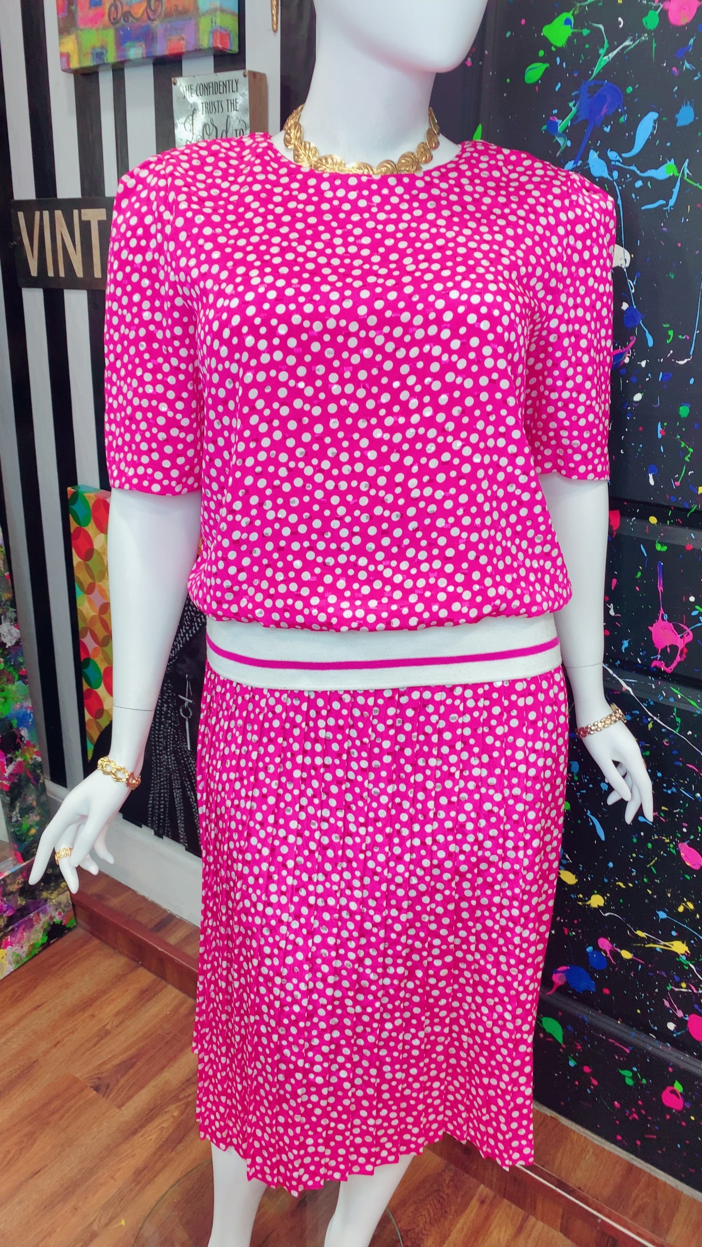 Pink & White Polka Dot Dress (18)