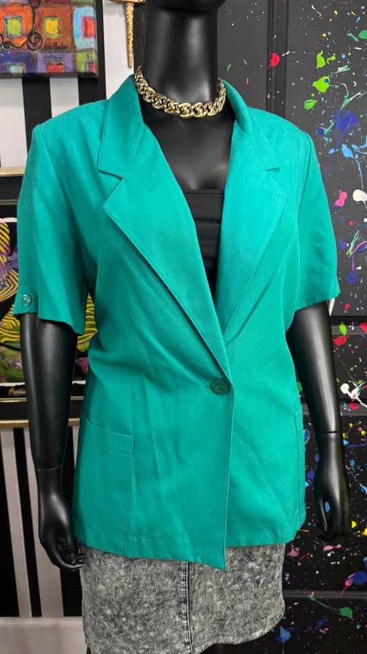 Vintage Teal Green Short Sleeve Blazer (20W) *Deadstock New w/Tags