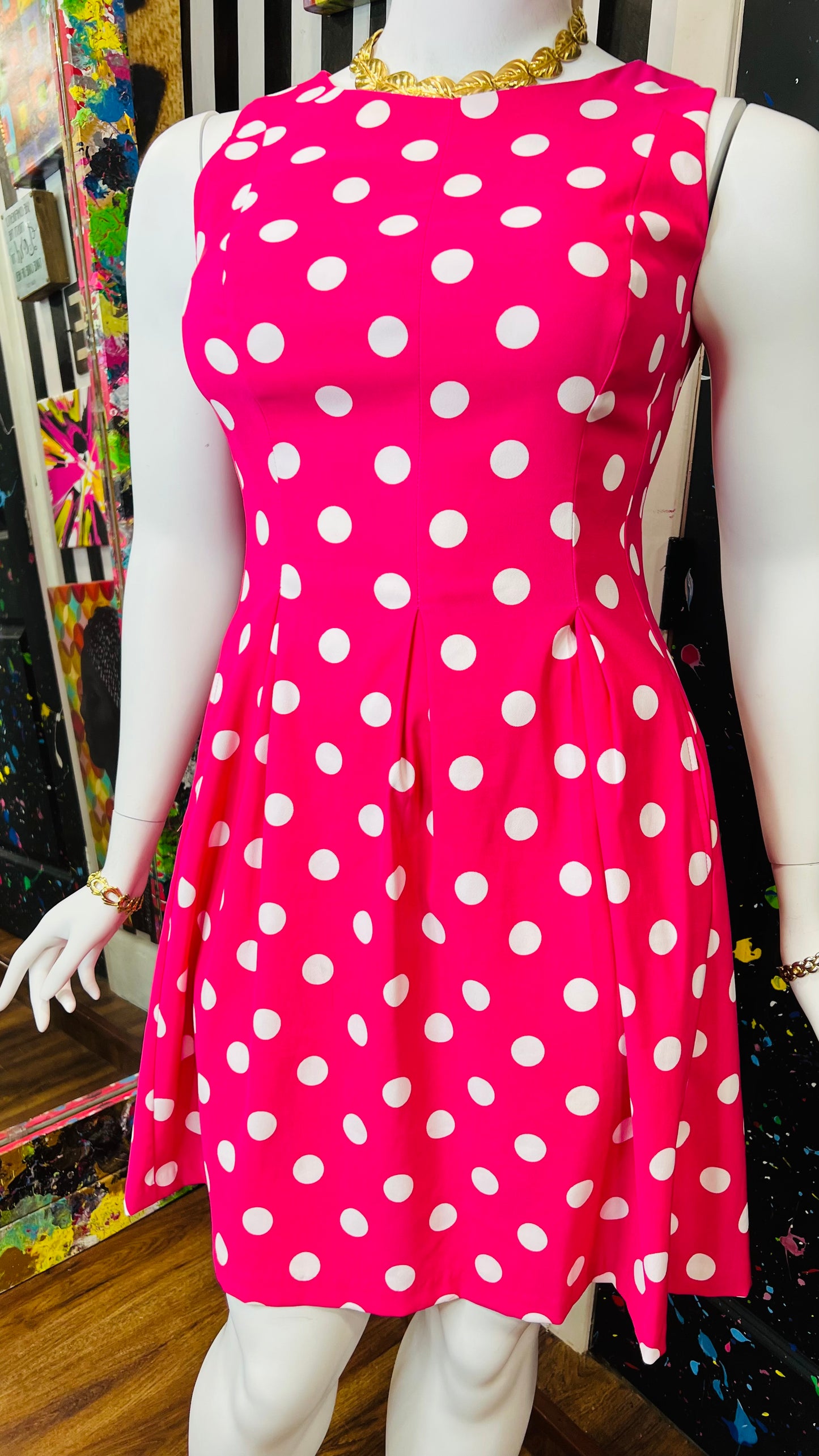 Vintage Y2K Pink & White Polka Dot Dress (14)