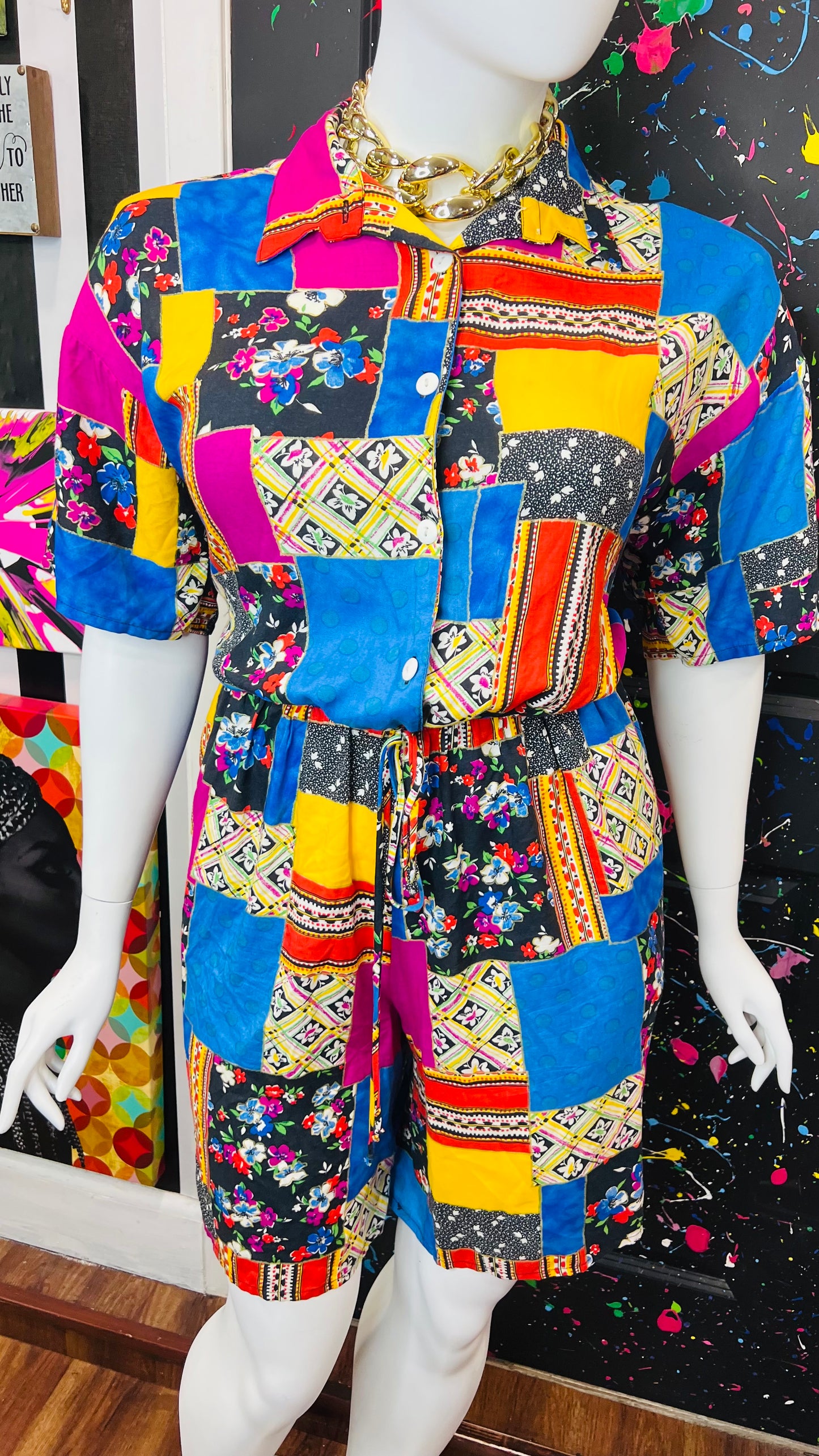 Vintage Patchwork Rayon Romper (16/18)