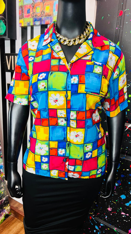 Vintage 90’s Floral Short Sleeve Blouse (18)