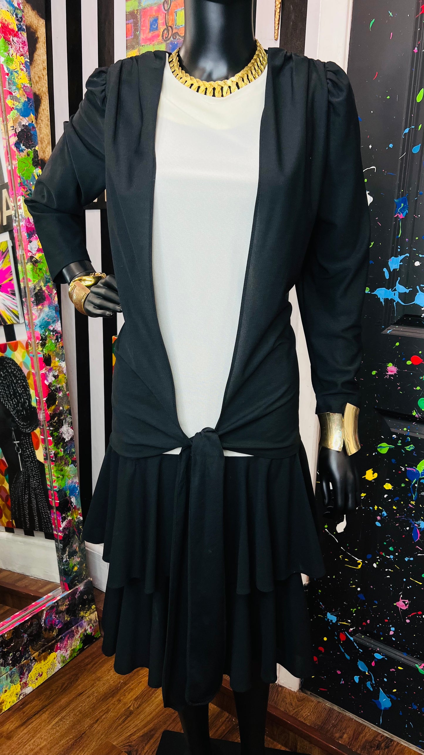 Vintage Layered Black & White Dress (12)