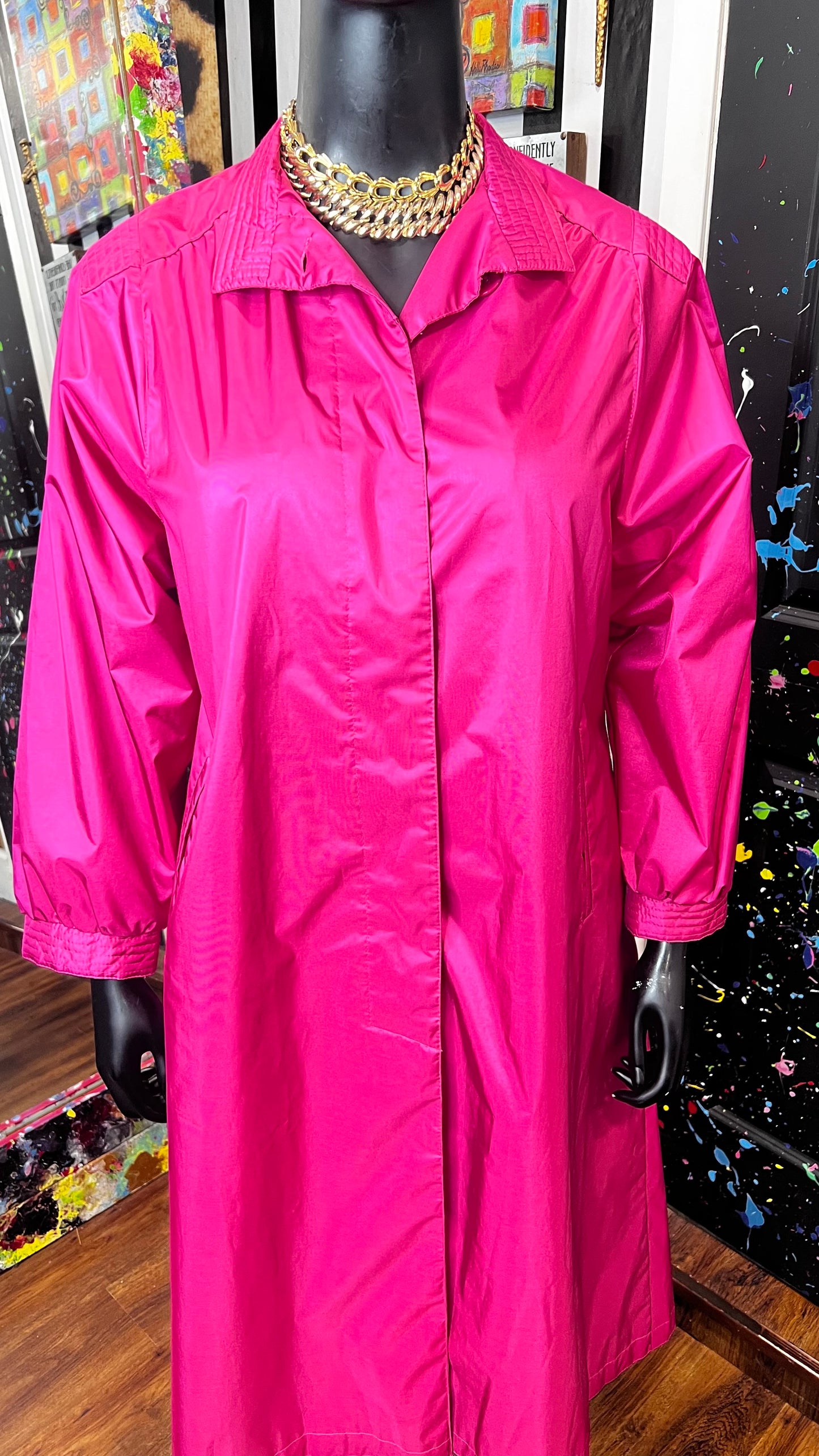 Vintage Fushia Pink Trench Coat (12/14)