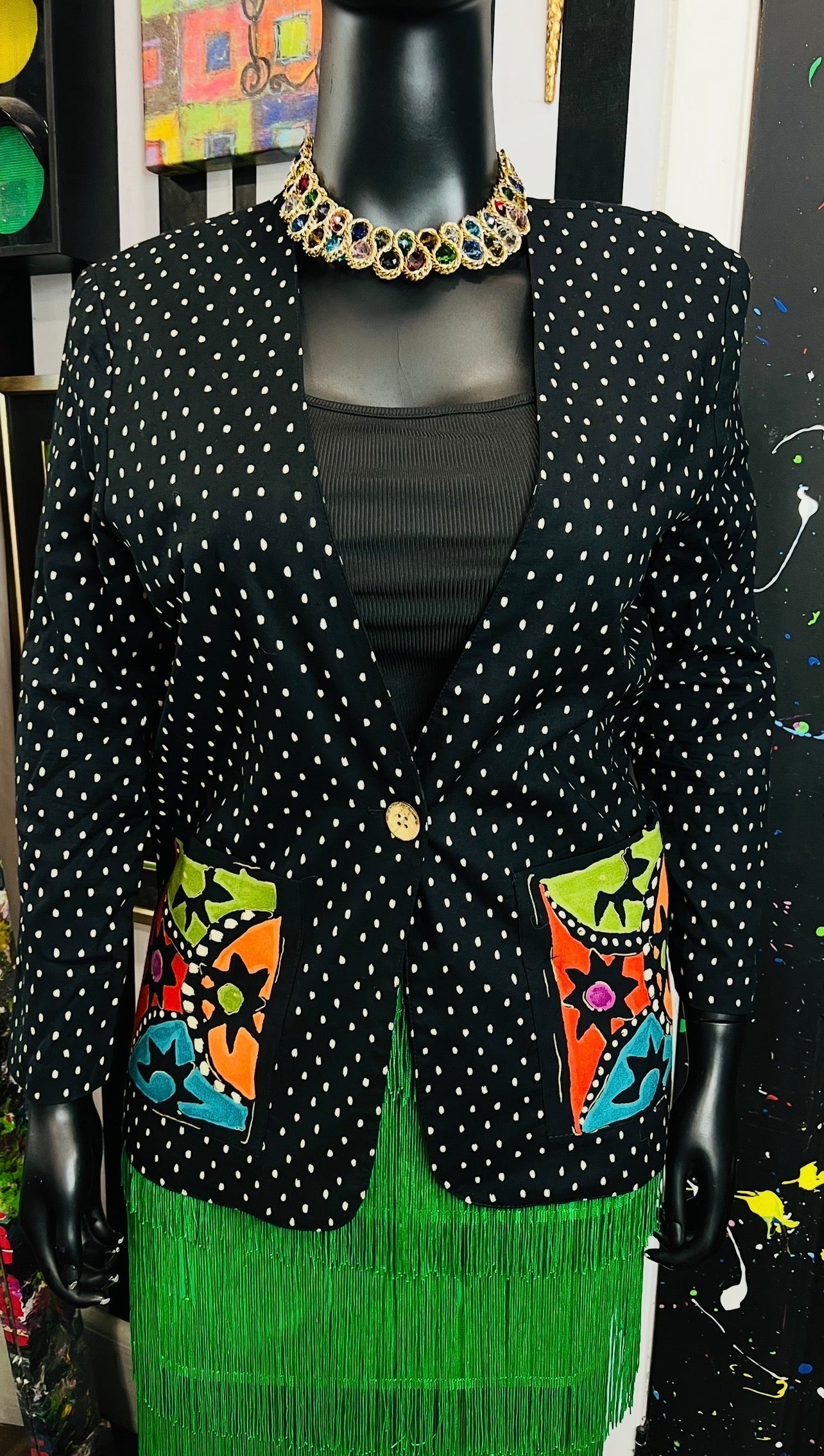 Vintage Polka Dot Abstract Blazer (12)